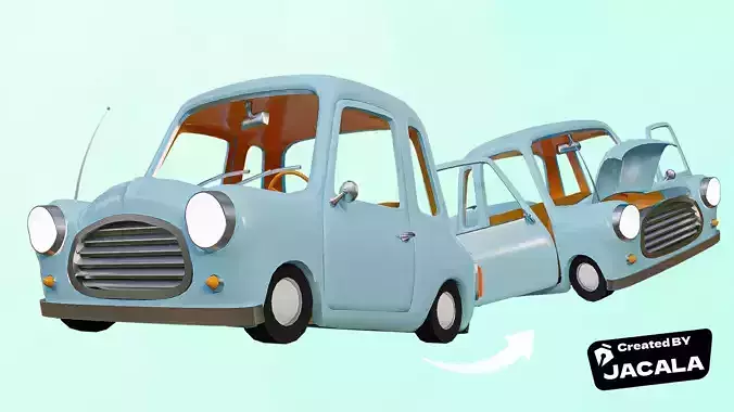 Cartoon Car Rig 3D model Low-poly 3D model