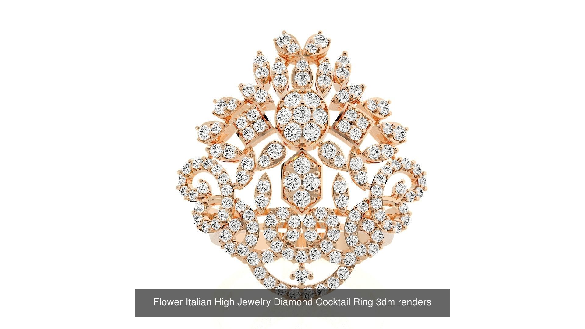 65 Flower Italian High Jewelry Diamond Cocktail Ring  3D Model Collection_40