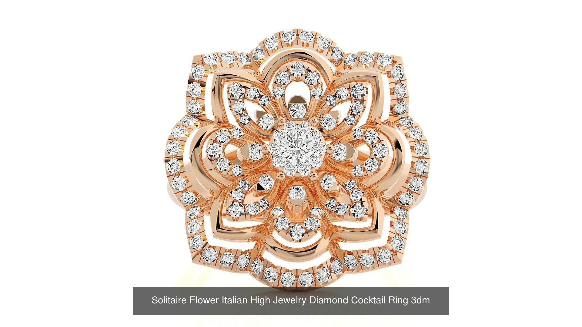 65 Flower Italian High Jewelry Diamond Cocktail Ring  3D Model Collection_62