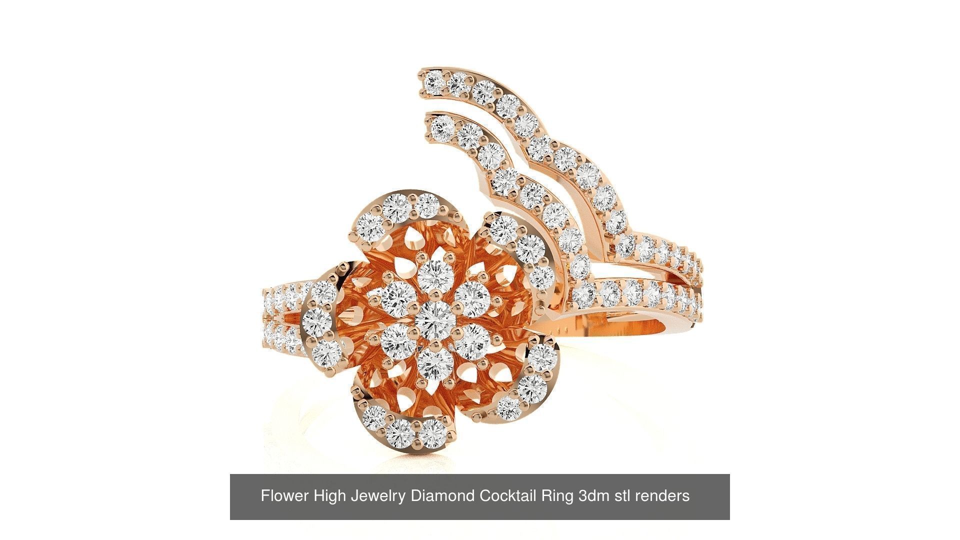 65 Flower Italian High Jewelry Diamond Cocktail Ring  3D Model Collection_17