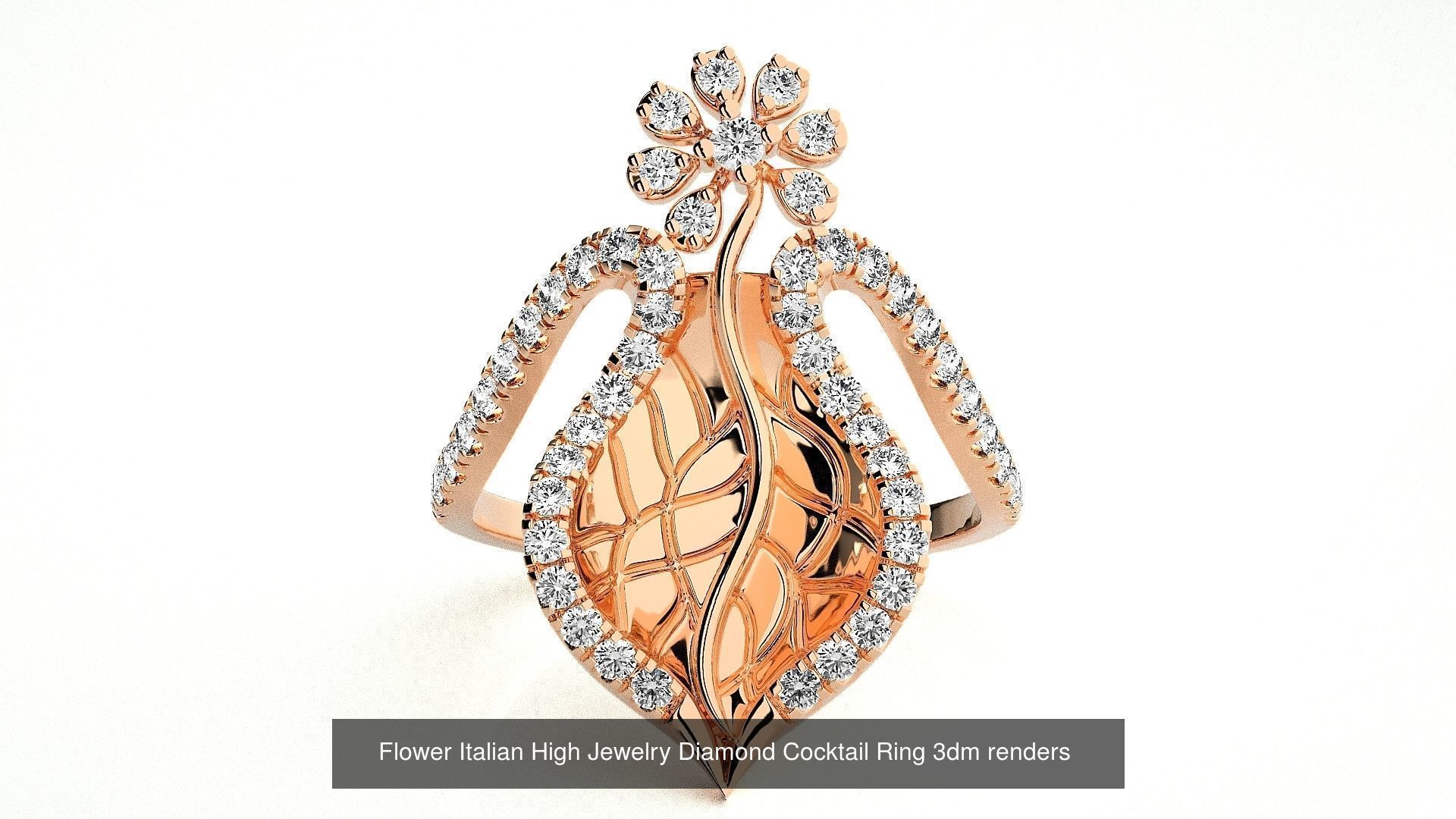 65 Flower Italian High Jewelry Diamond Cocktail Ring  3D Model Collection_29