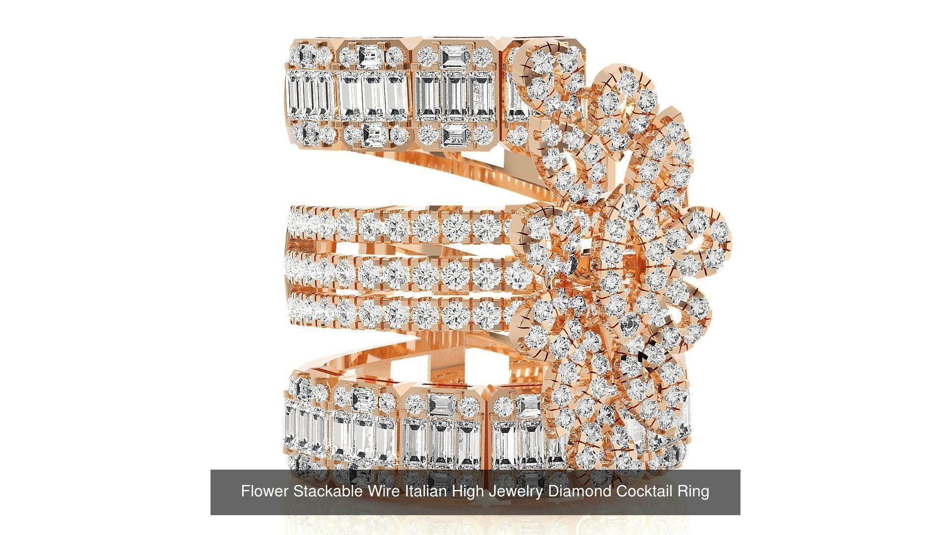 65 Flower Italian High Jewelry Diamond Cocktail Ring  3D Model Collection_43