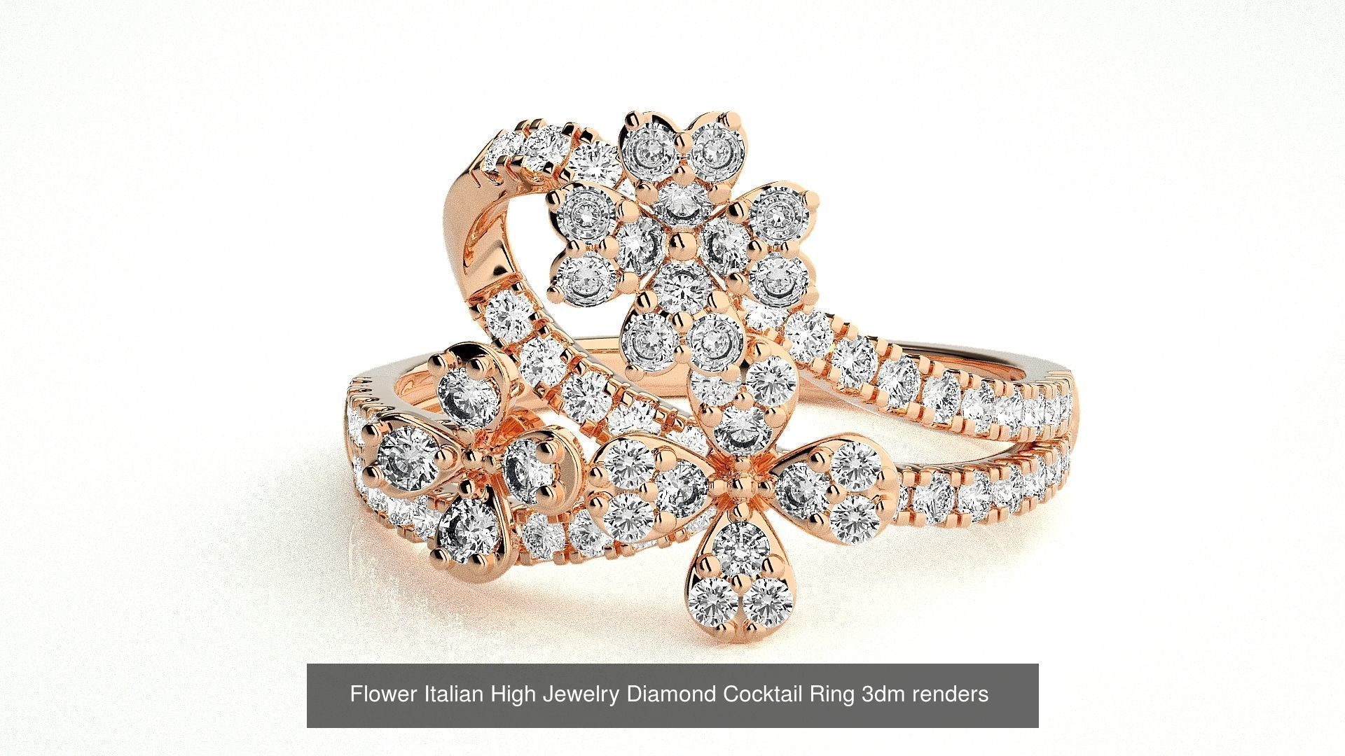 65 Flower Italian High Jewelry Diamond Cocktail Ring  3D Model Collection_33