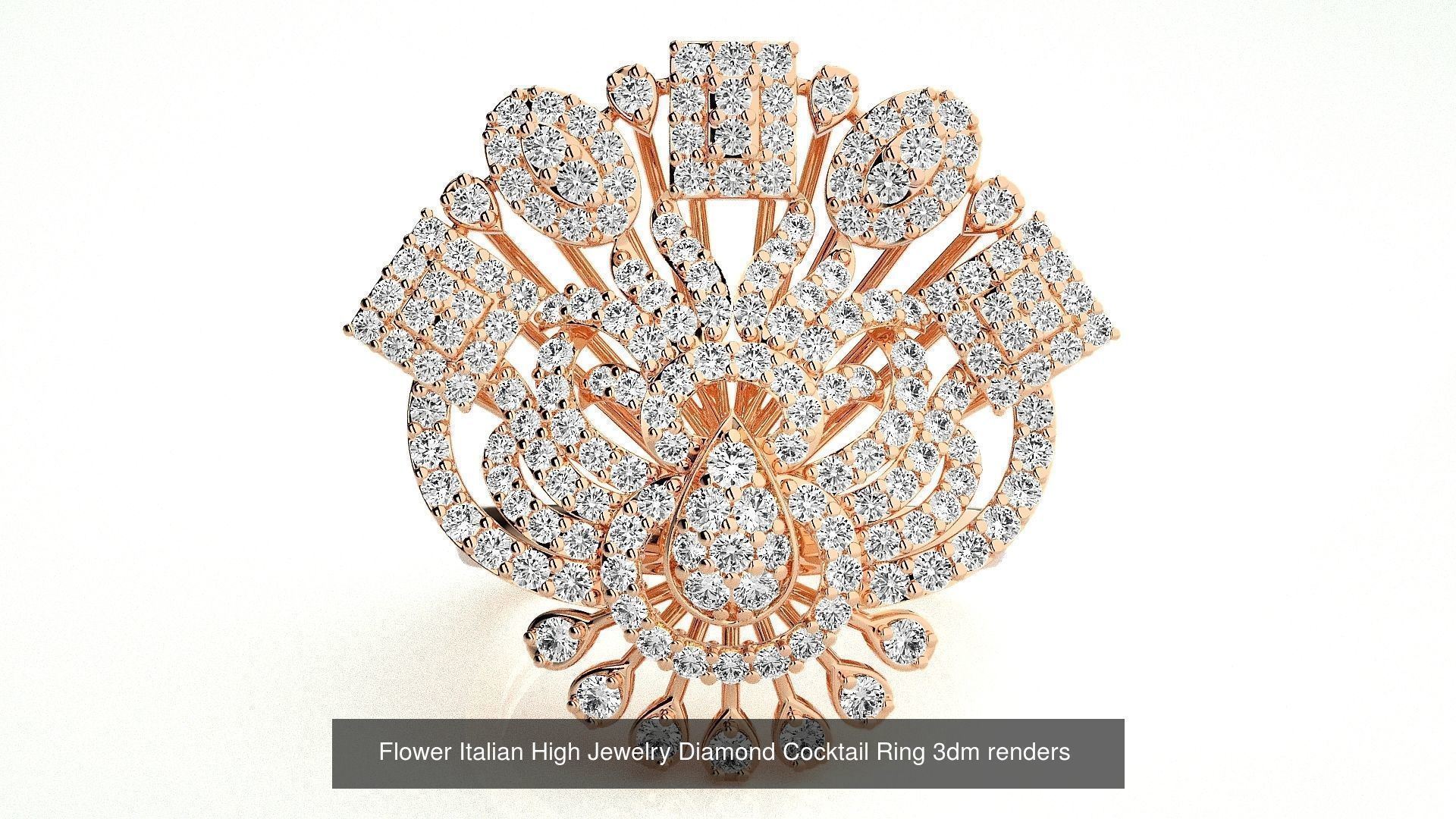 65 Flower Italian High Jewelry Diamond Cocktail Ring  3D Model Collection_36