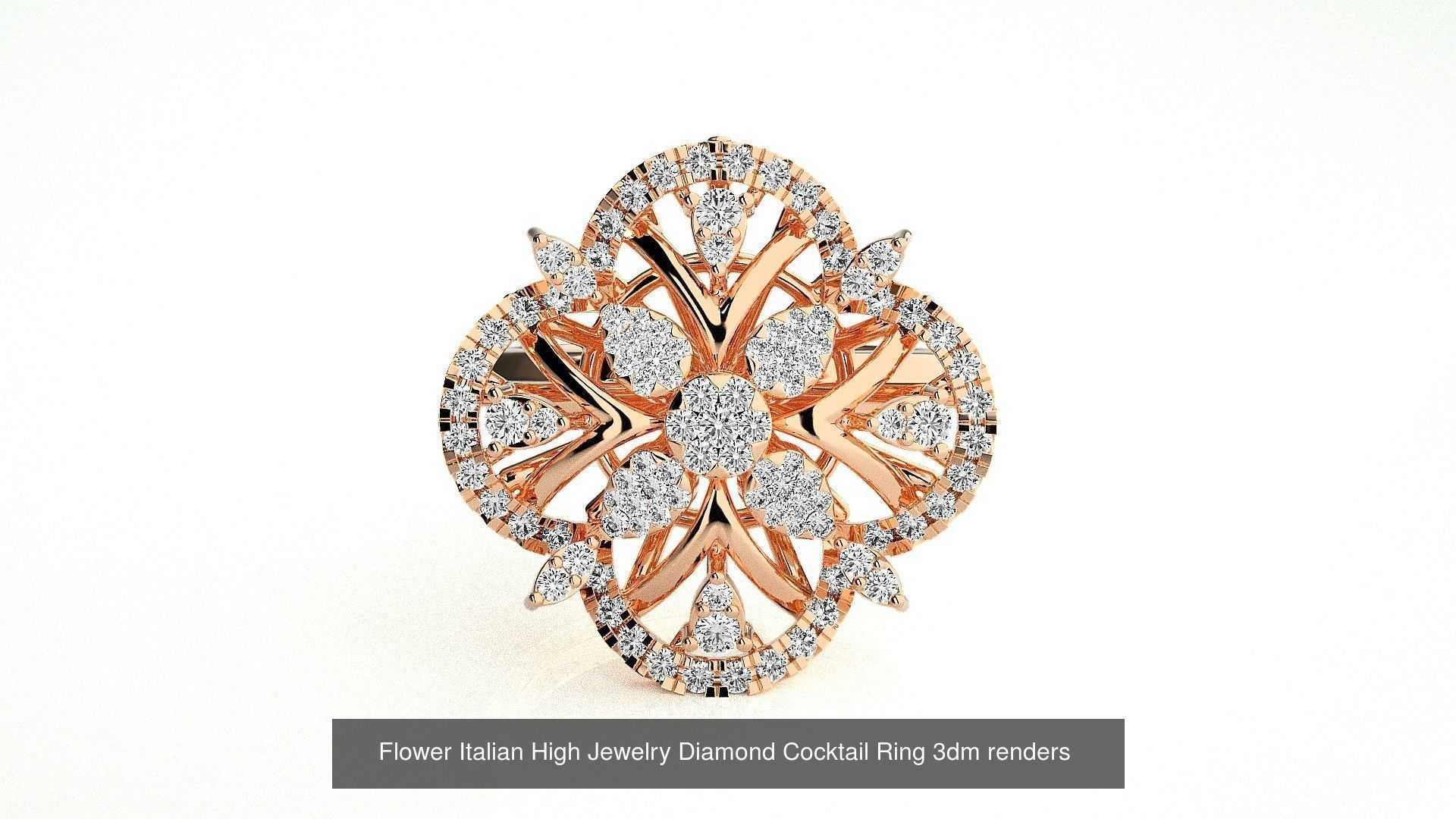 65 Flower Italian High Jewelry Diamond Cocktail Ring  3D Model Collection_55