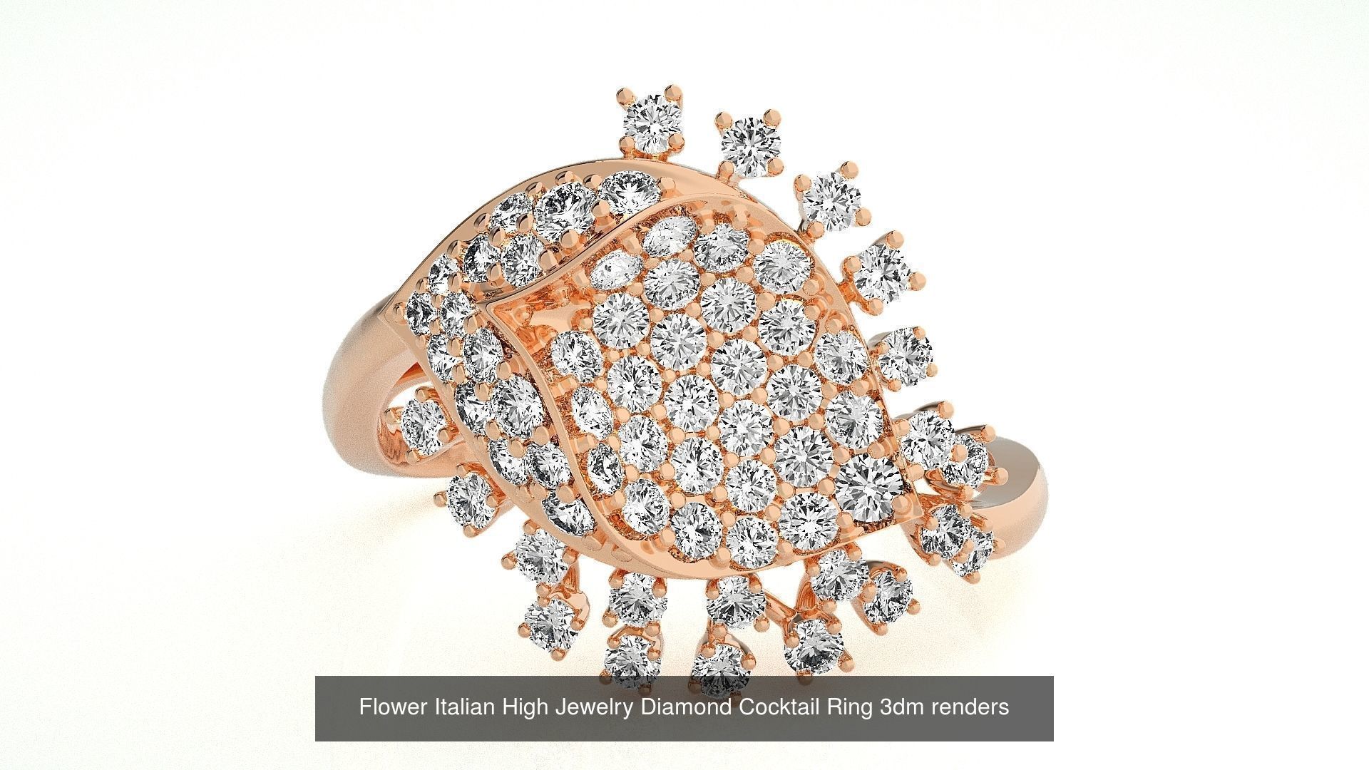 65 Flower Italian High Jewelry Diamond Cocktail Ring  3D Model Collection_19