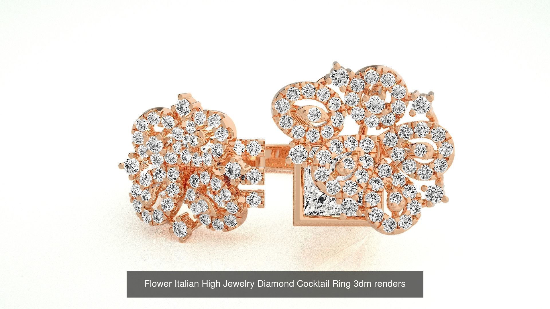 65 Flower Italian High Jewelry Diamond Cocktail Ring  3D Model Collection_47