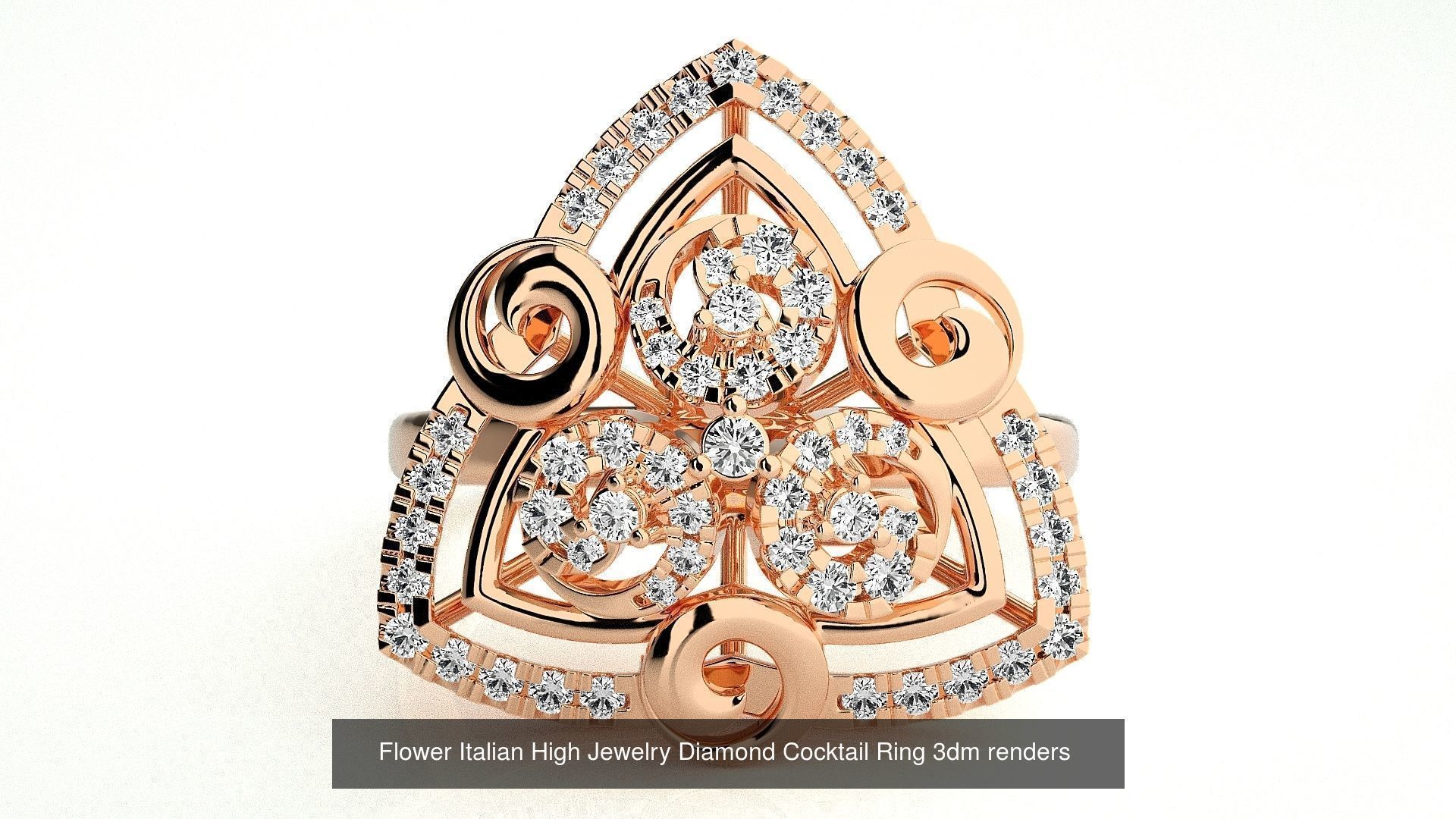 65 Flower Italian High Jewelry Diamond Cocktail Ring  3D Model Collection_53