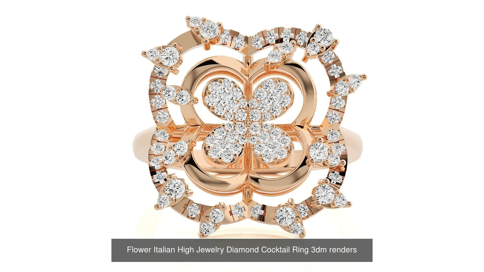 65 Flower Italian High Jewelry Diamond Cocktail Ring  3D Model Collection_69