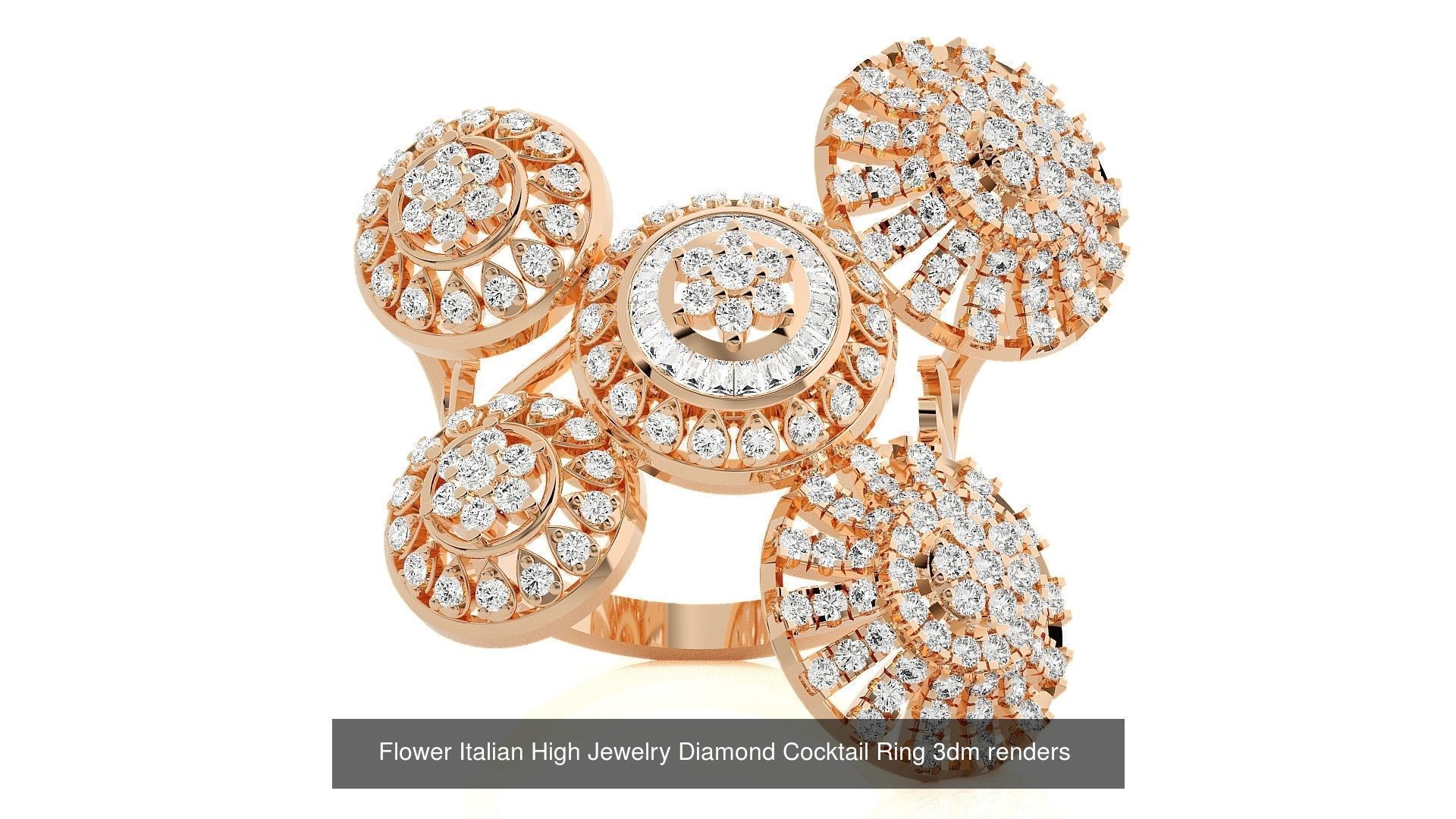 65 Flower Italian High Jewelry Diamond Cocktail Ring  3D Model Collection_49