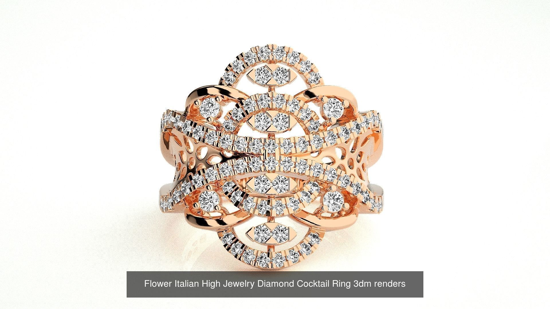 65 Flower Italian High Jewelry Diamond Cocktail Ring  3D Model Collection_58