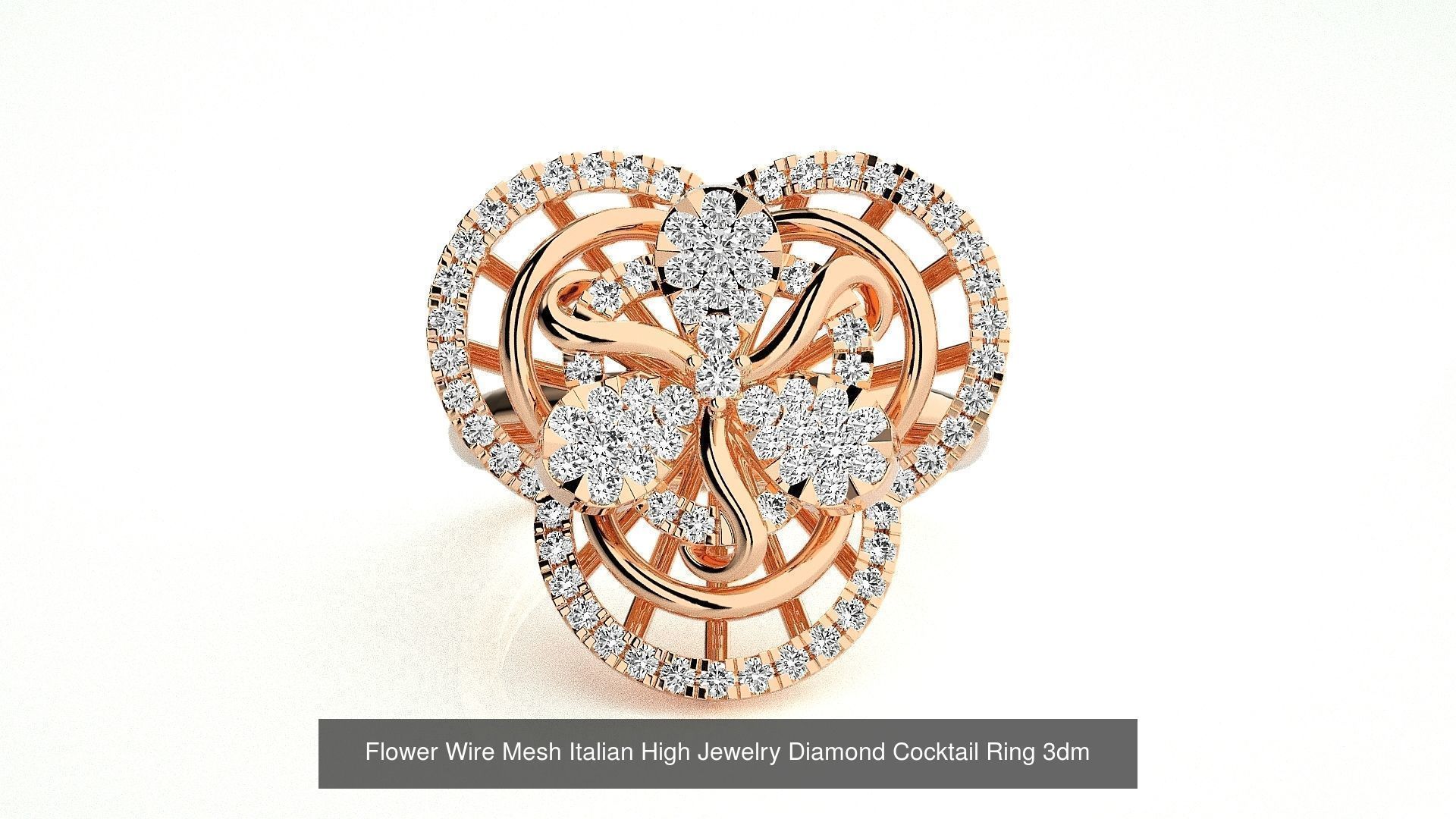 65 Flower Italian High Jewelry Diamond Cocktail Ring  3D Model Collection_66