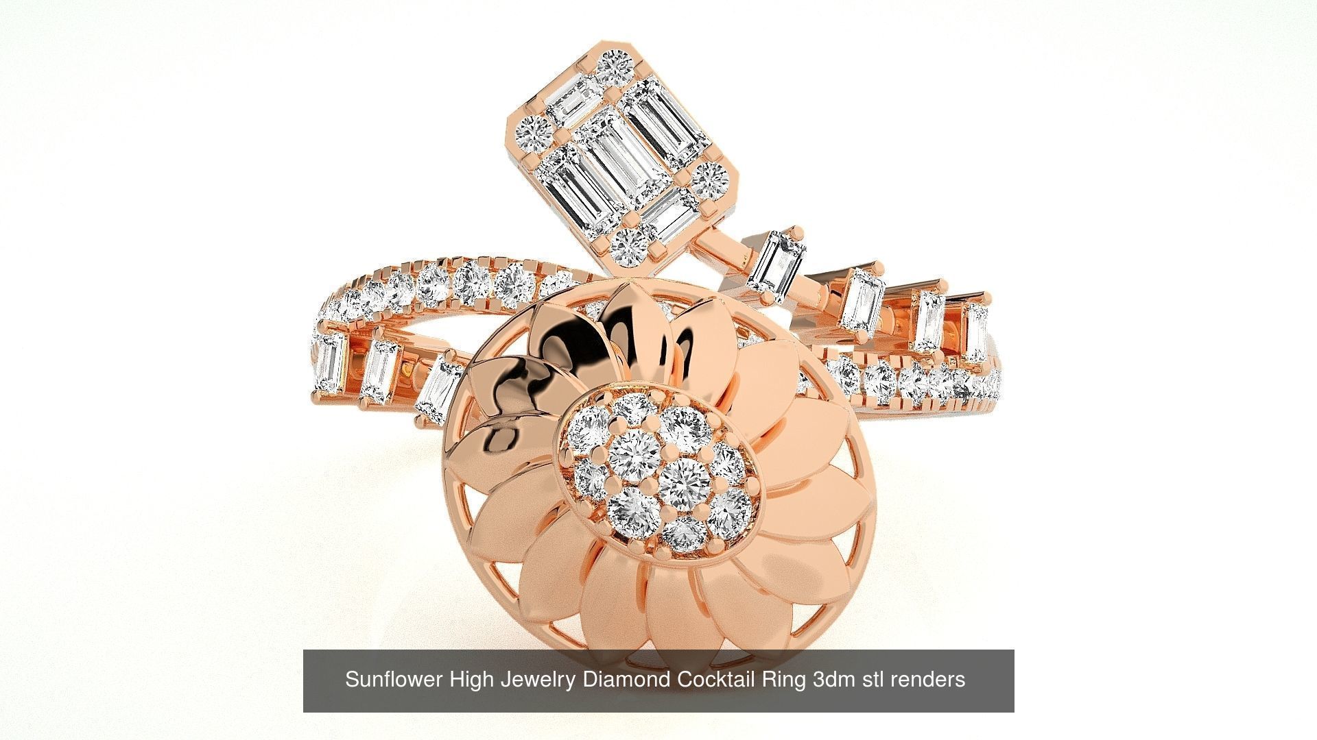 65 Flower Italian High Jewelry Diamond Cocktail Ring  3D Model Collection_22