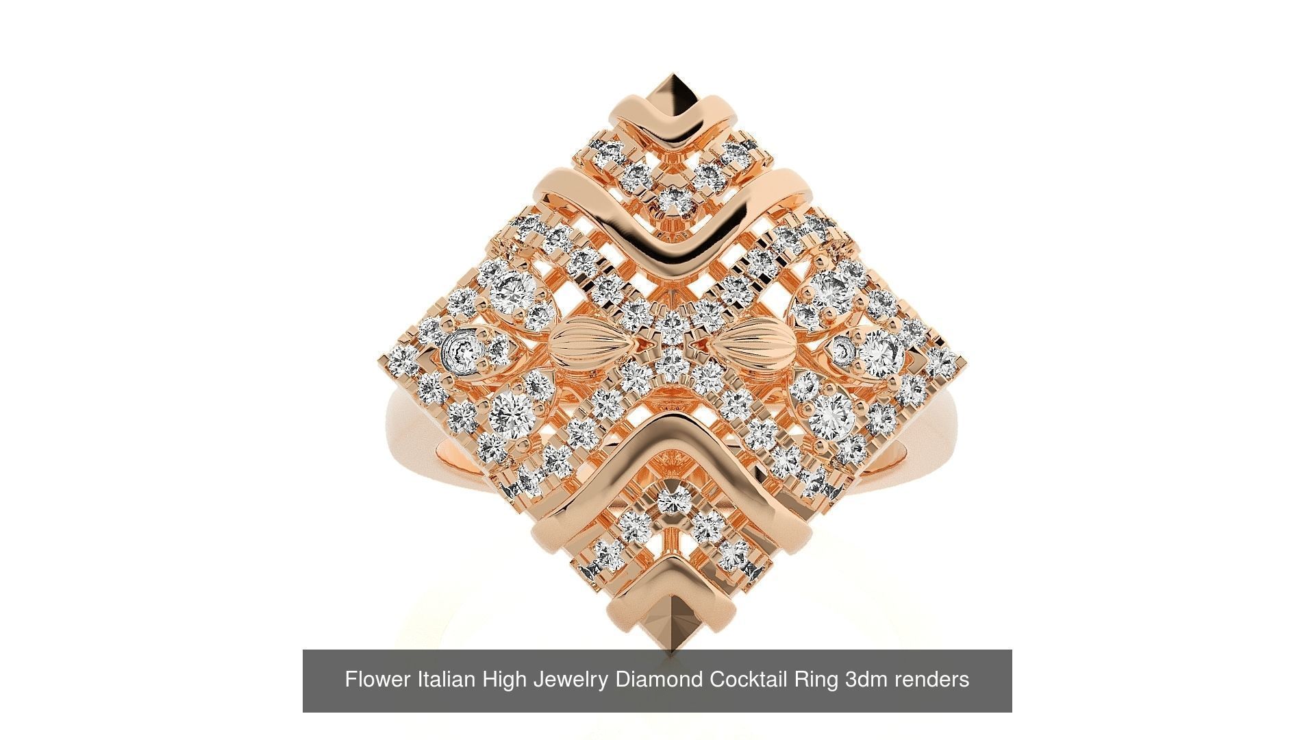 65 Flower Italian High Jewelry Diamond Cocktail Ring  3D Model Collection_61