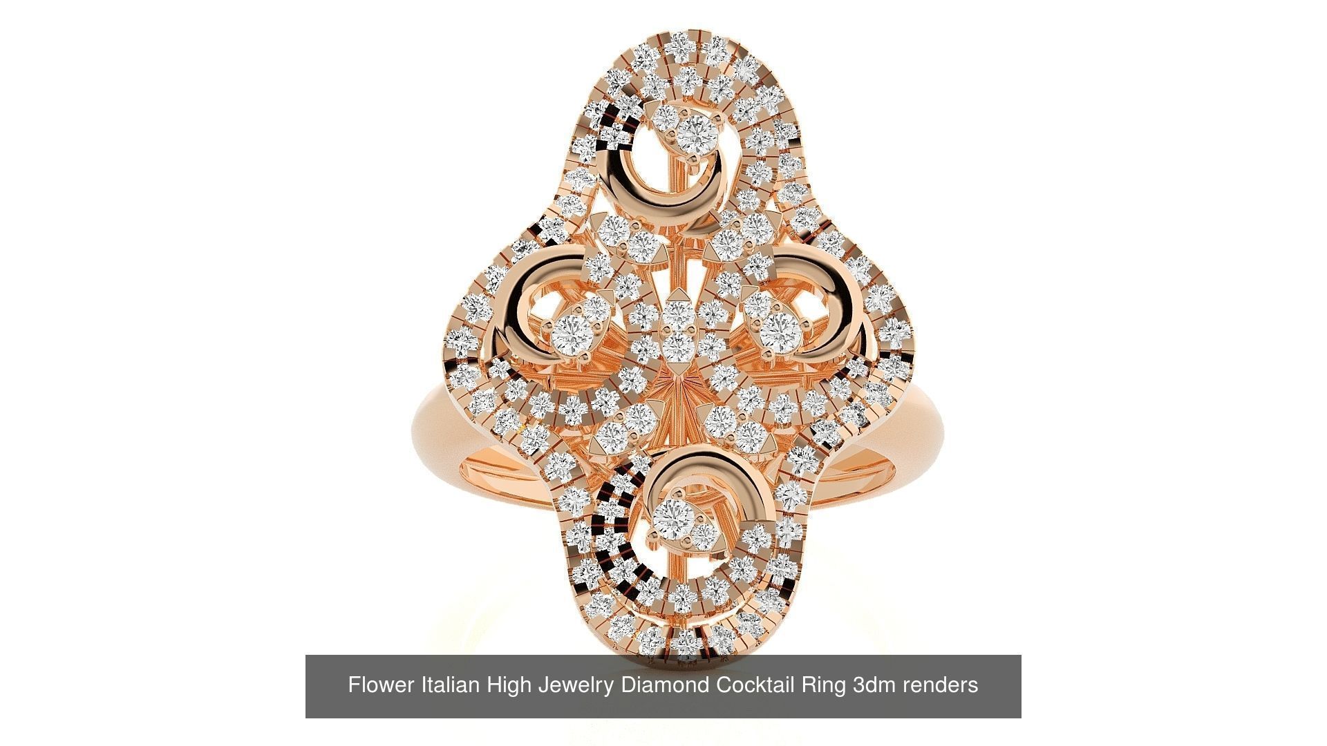 65 Flower Italian High Jewelry Diamond Cocktail Ring  3D Model Collection_59