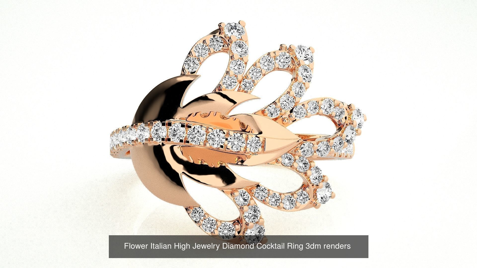 65 Flower Italian High Jewelry Diamond Cocktail Ring  3D Model Collection_21