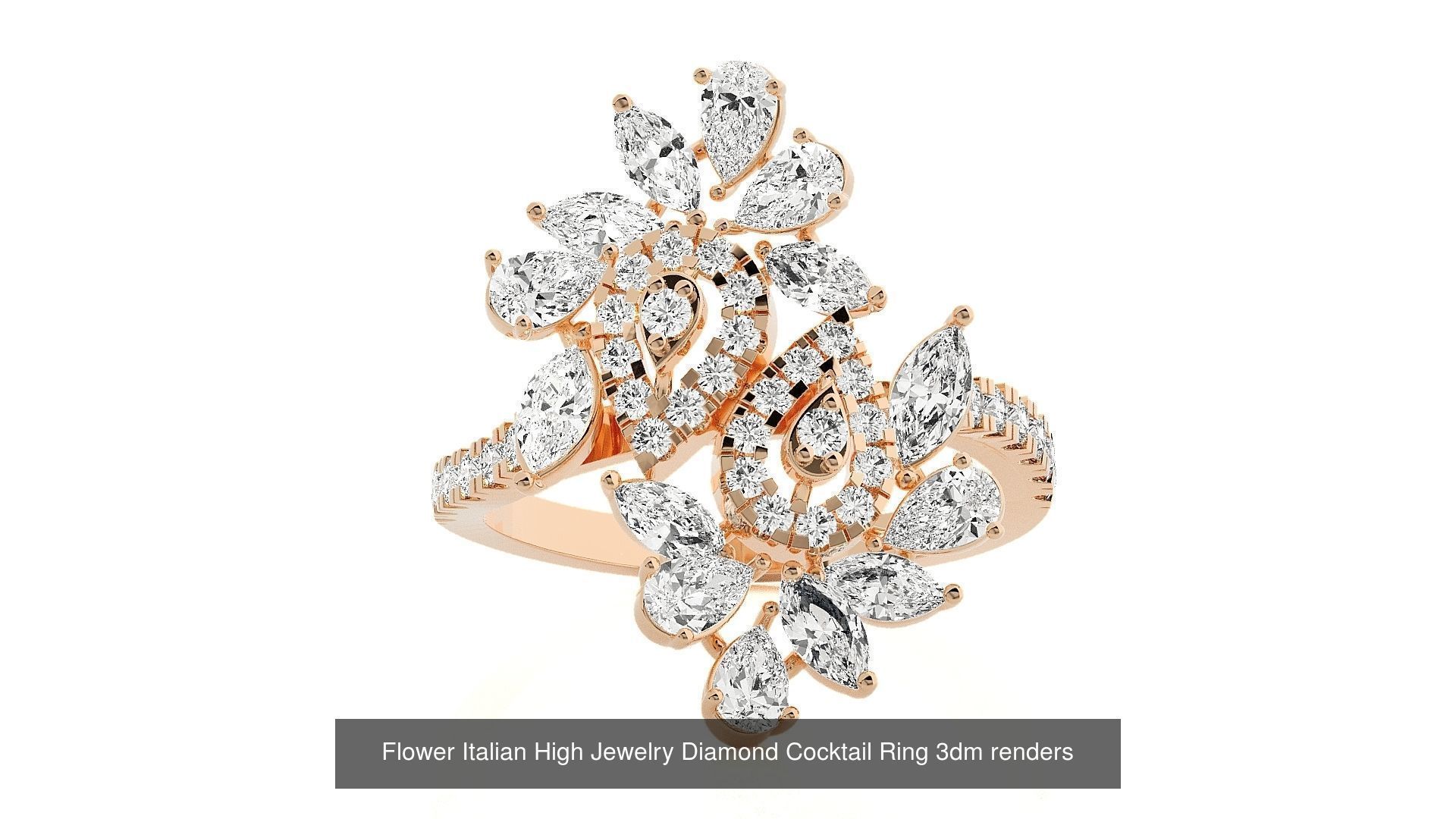 65 Flower Italian High Jewelry Diamond Cocktail Ring  3D Model Collection_50