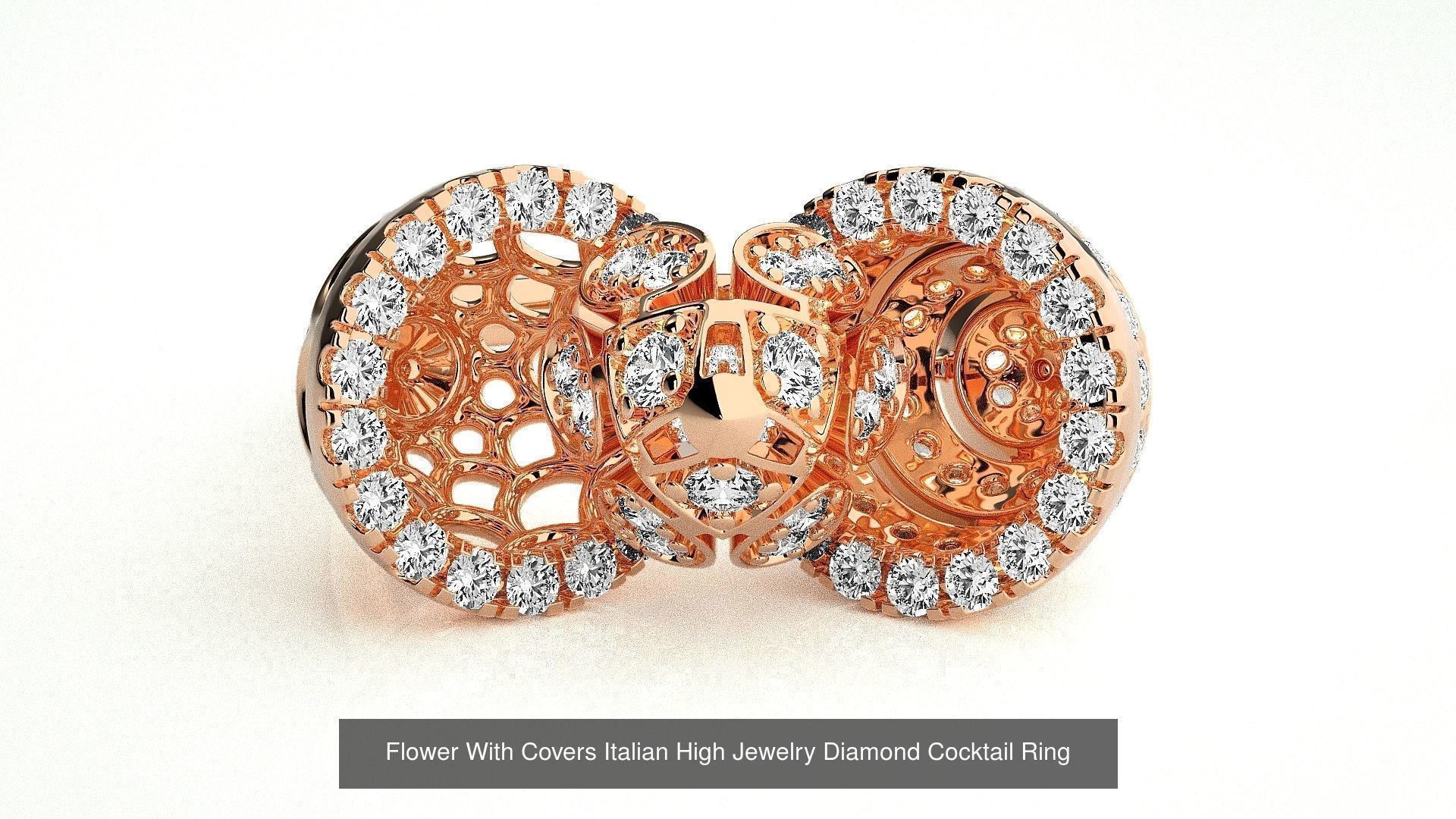 65 Flower Italian High Jewelry Diamond Cocktail Ring  3D Model Collection_14
