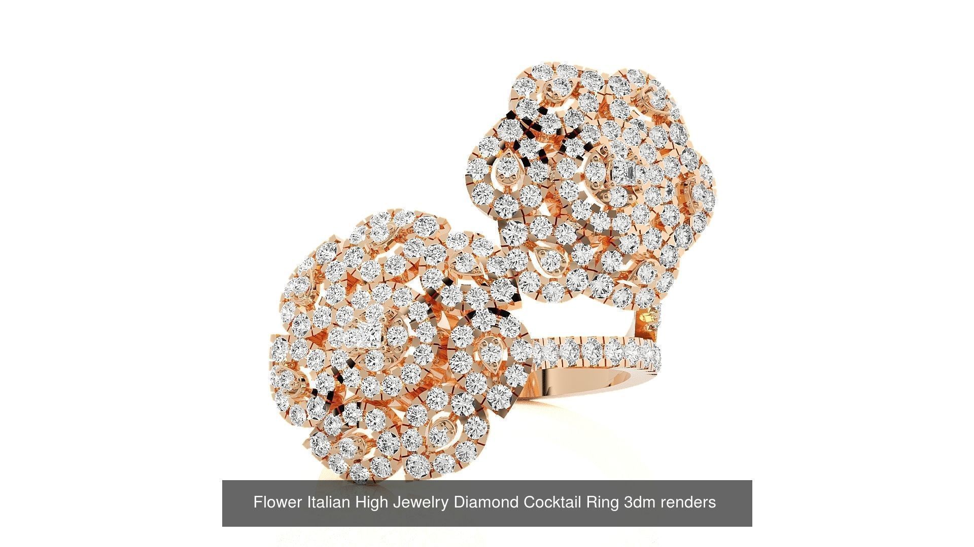 65 Flower Italian High Jewelry Diamond Cocktail Ring  3D Model Collection_52