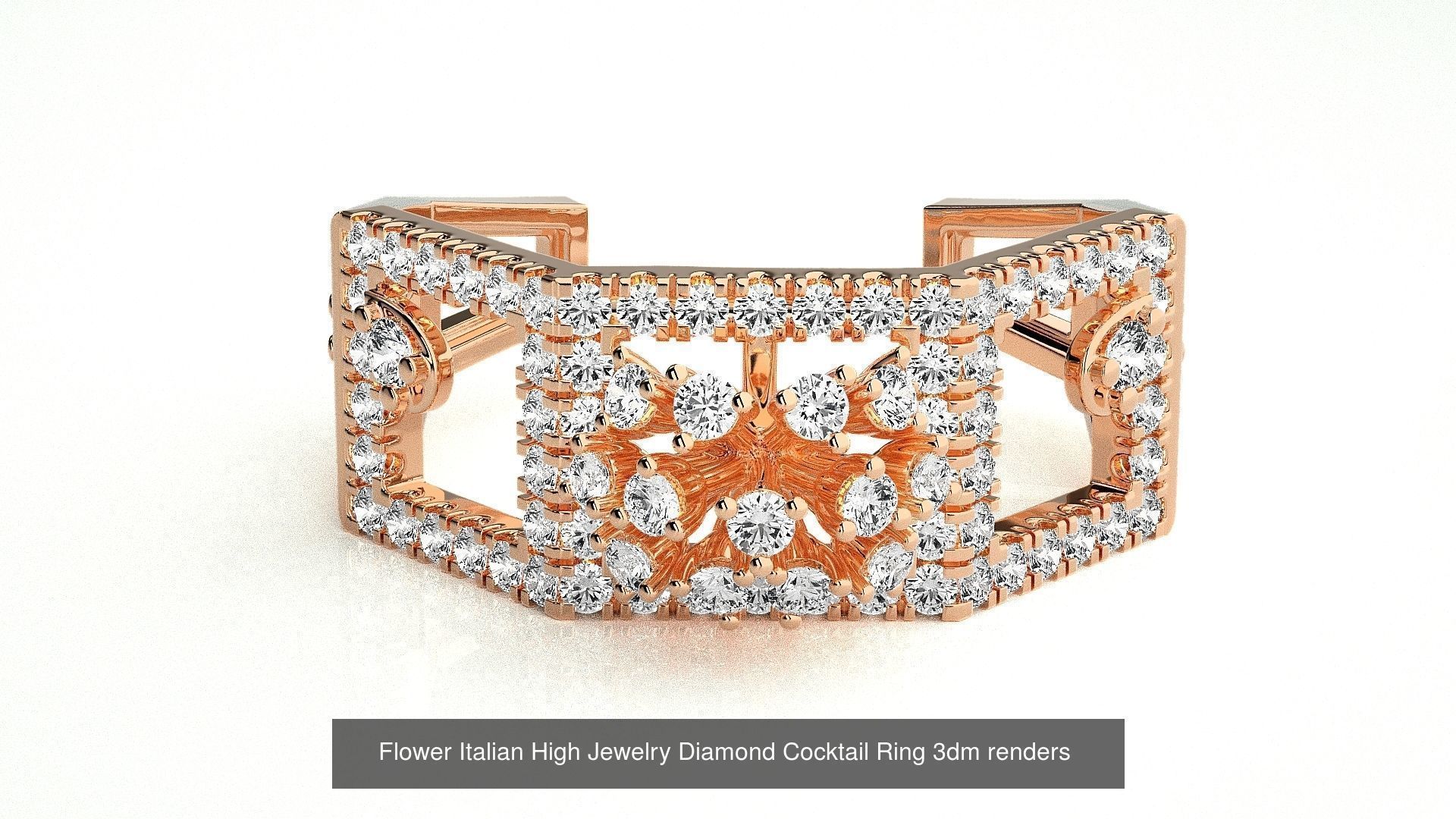 65 Flower Italian High Jewelry Diamond Cocktail Ring  3D Model Collection_31