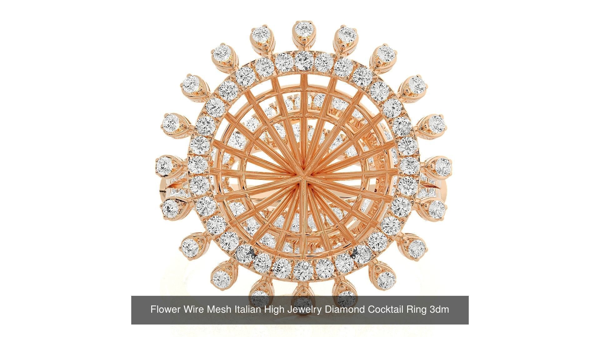 65 Flower Italian High Jewelry Diamond Cocktail Ring  3D Model Collection_48