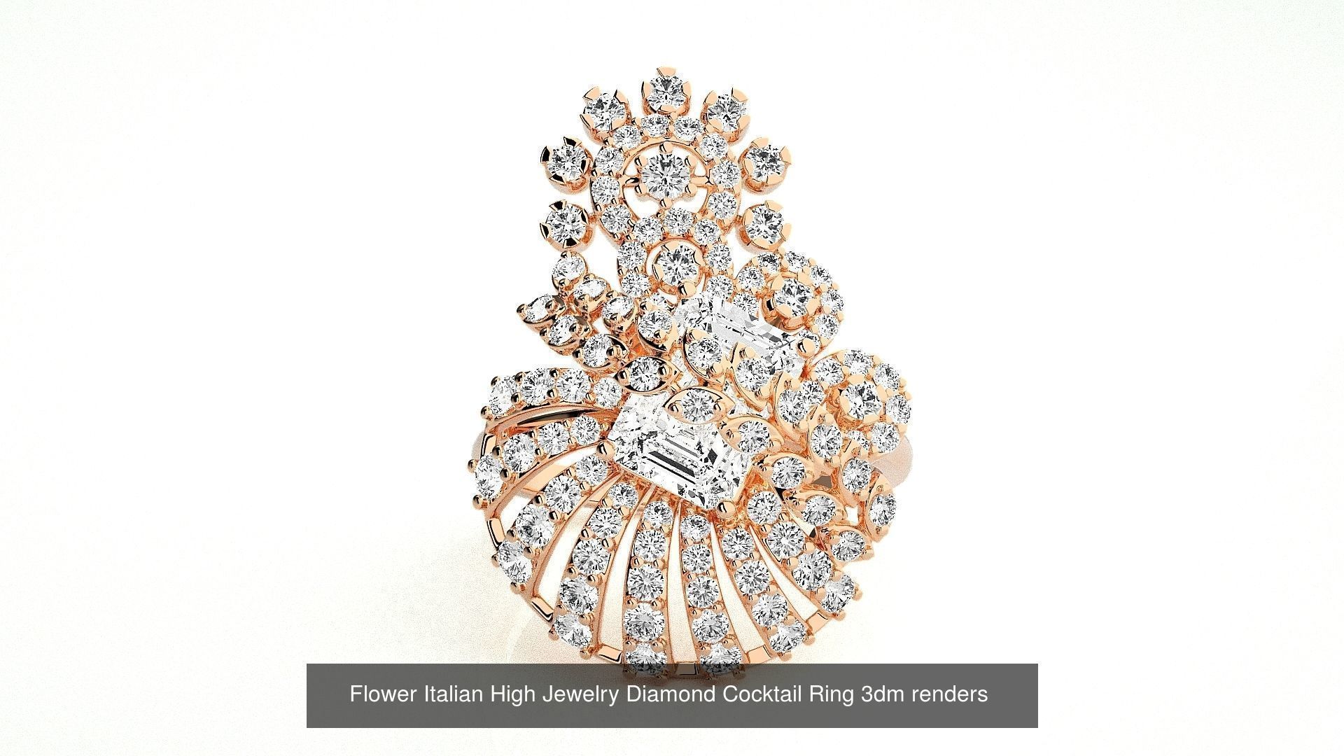 65 Flower Italian High Jewelry Diamond Cocktail Ring  3D Model Collection_41