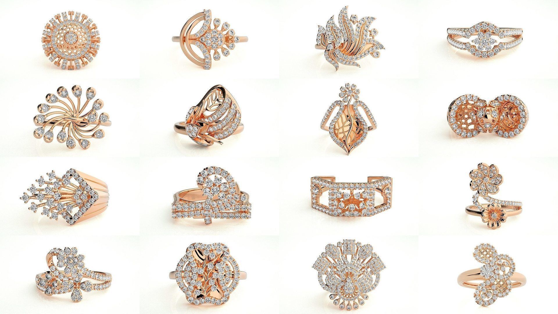 65 Flower Italian High Jewelry Diamond Cocktail Ring  3D Model Collection_3