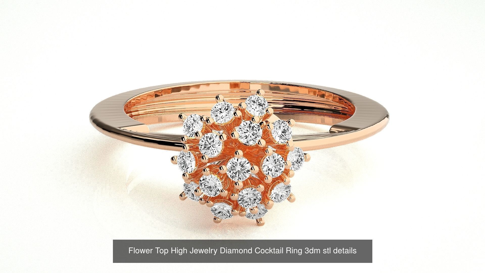 65 Flower Italian High Jewelry Diamond Cocktail Ring  3D Model Collection_6