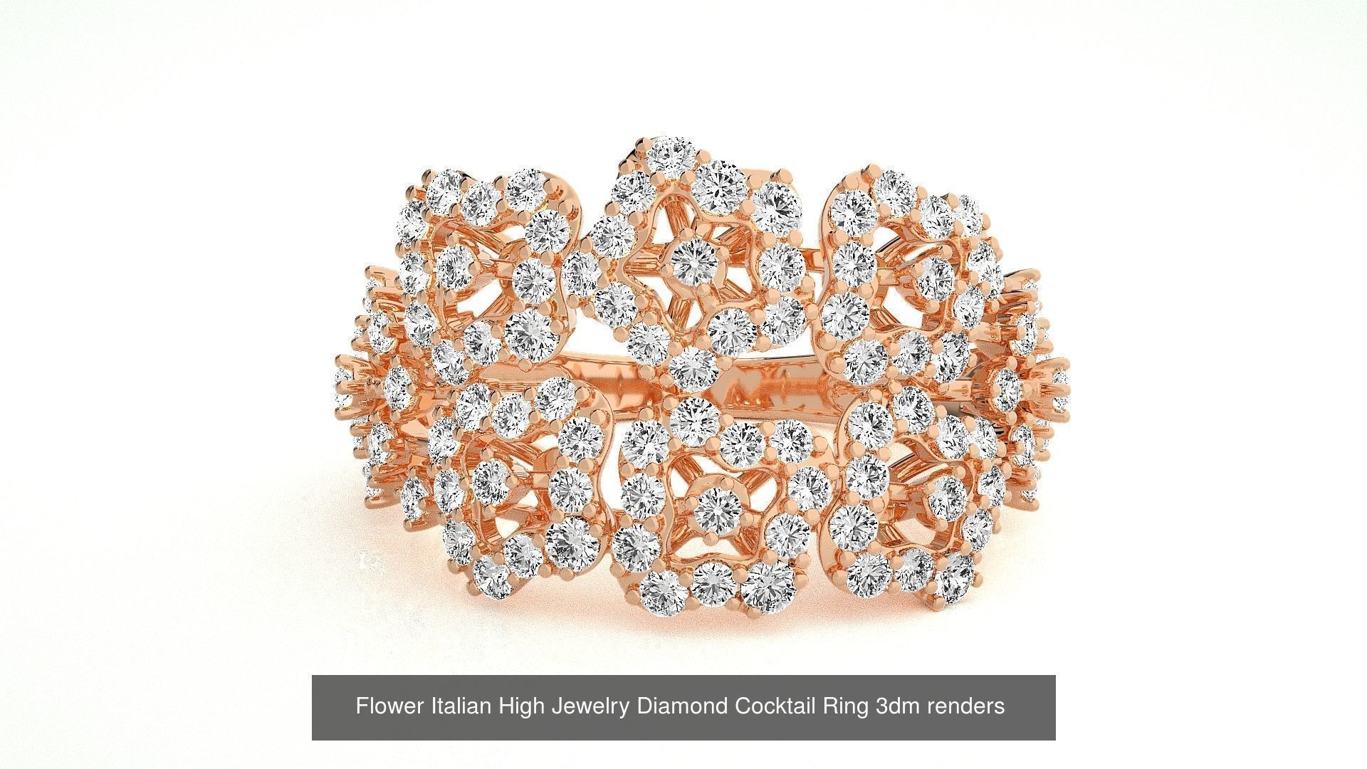 65 Flower Italian High Jewelry Diamond Cocktail Ring  3D Model Collection_20
