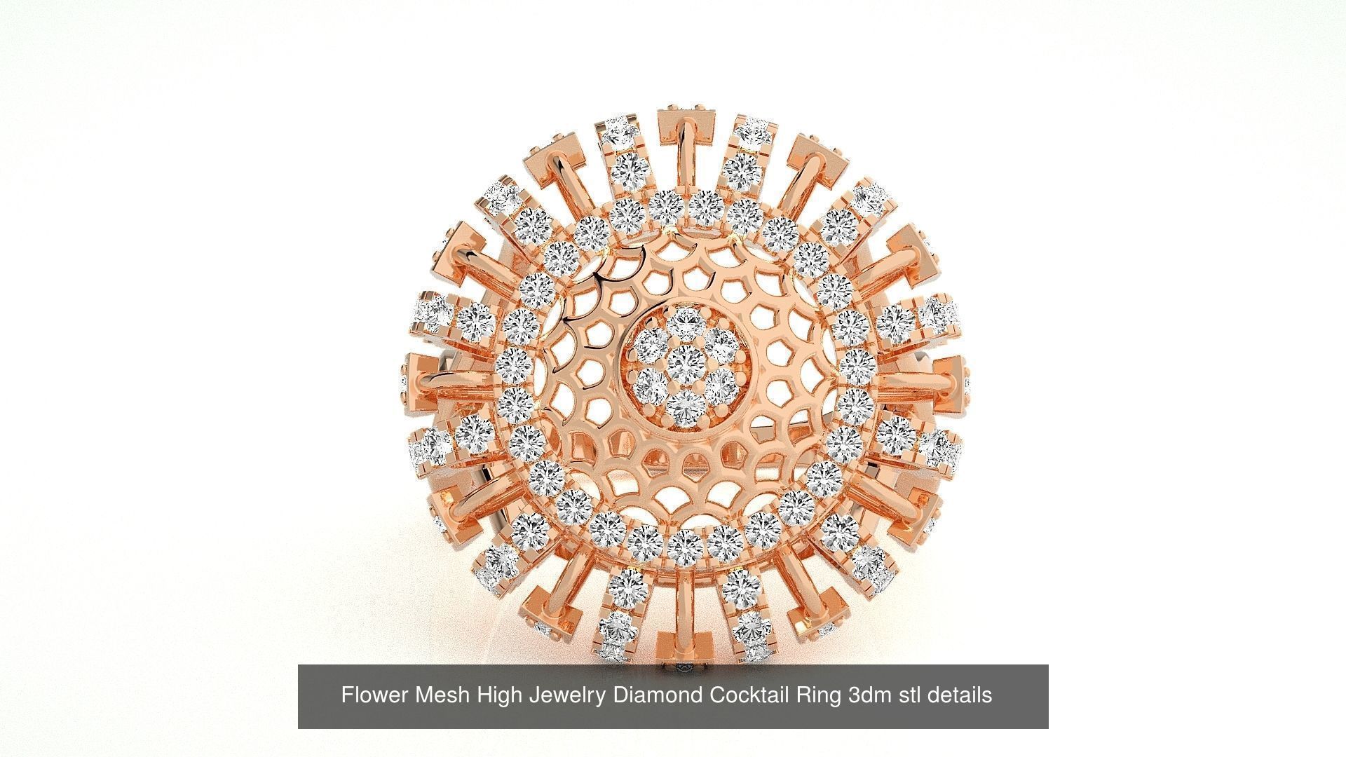 65 Flower Italian High Jewelry Diamond Cocktail Ring  3D Model Collection_24