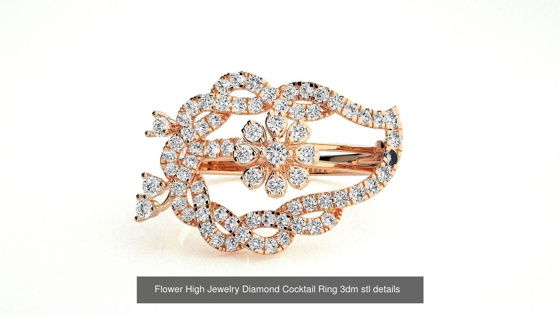 65 Flower Italian High Jewelry Diamond Cocktail Ring  3D Model Collection_11