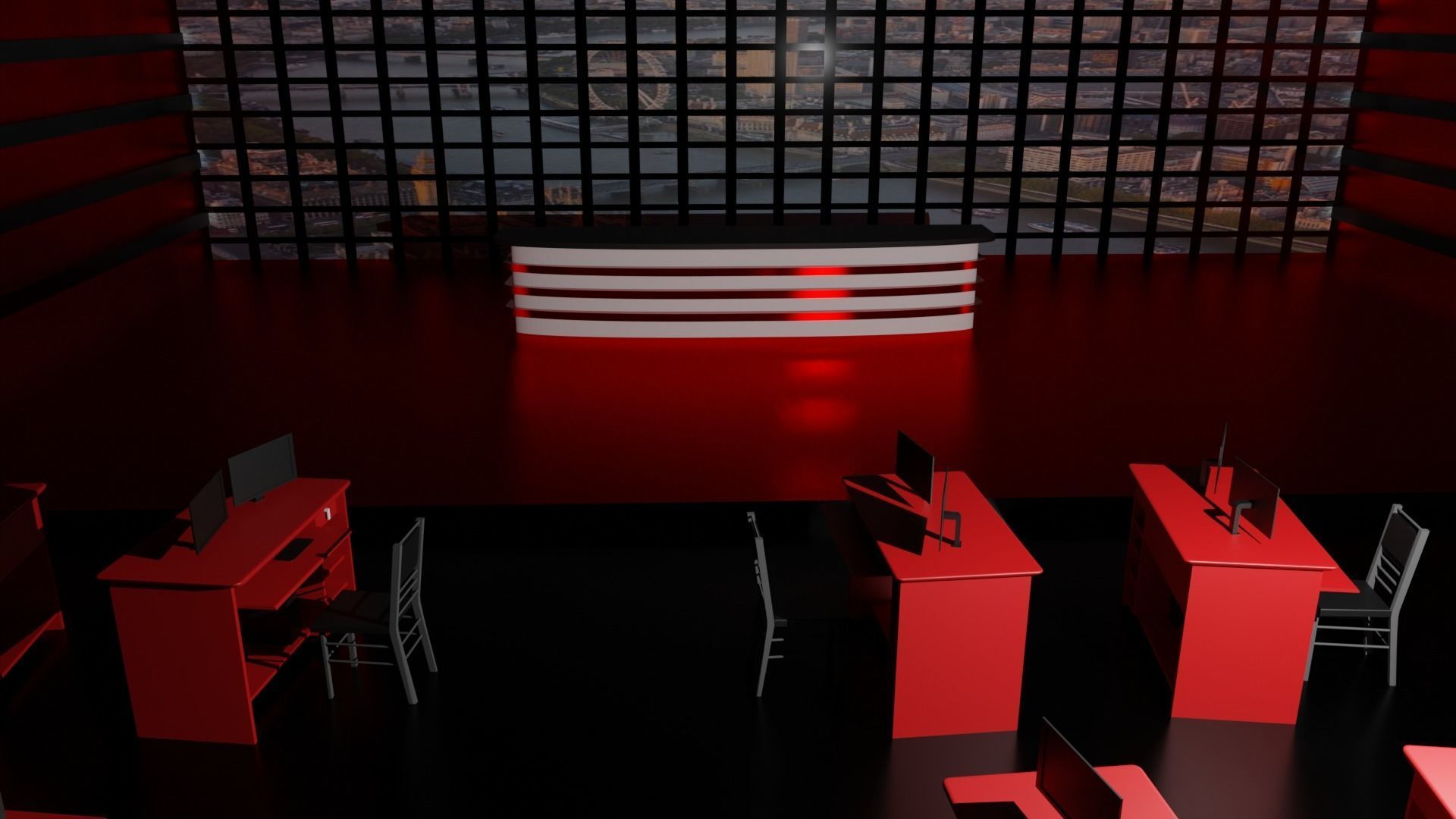 News Studio Low-poly 3D model_5