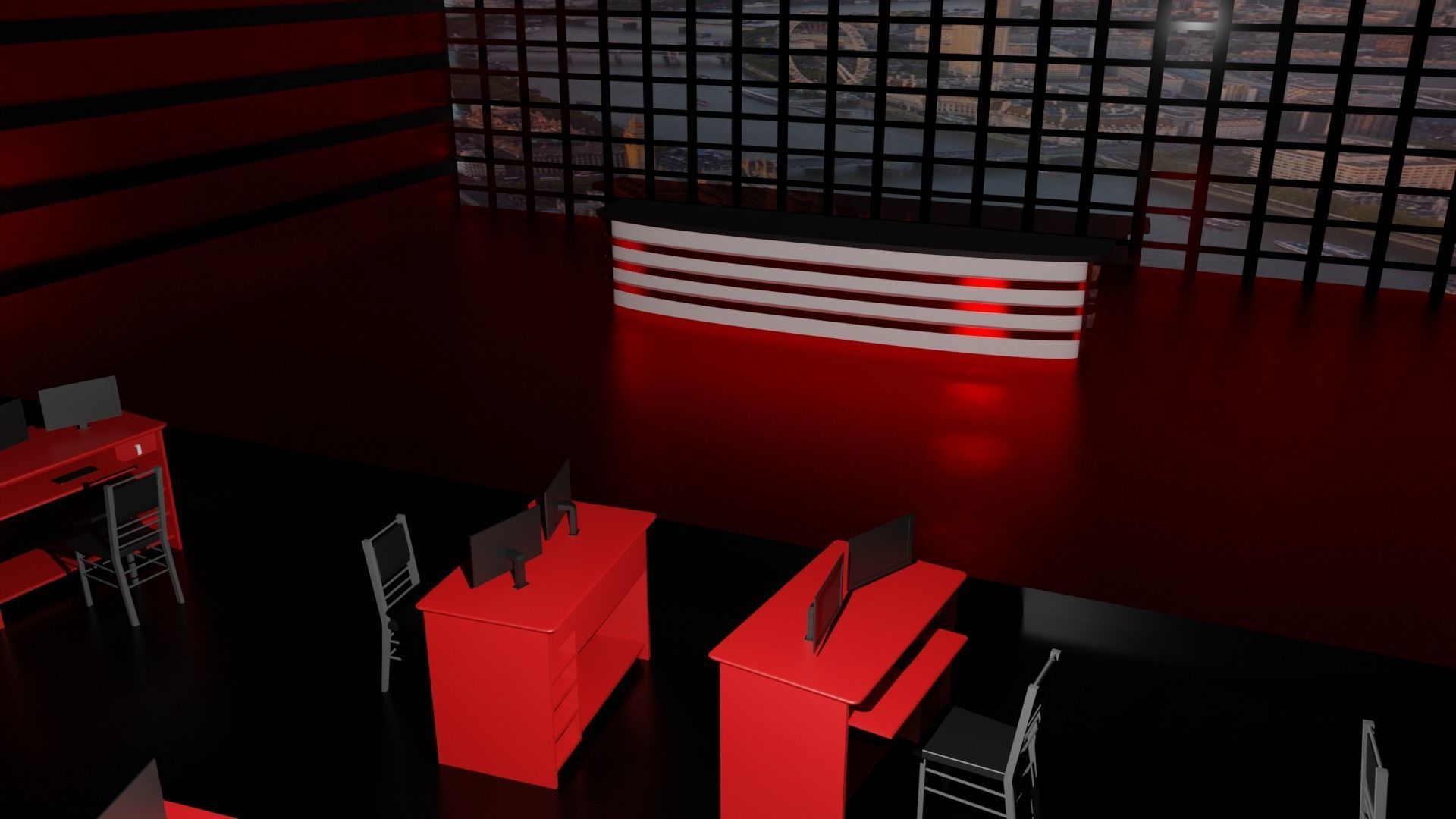 News Studio Low-poly 3D model_6