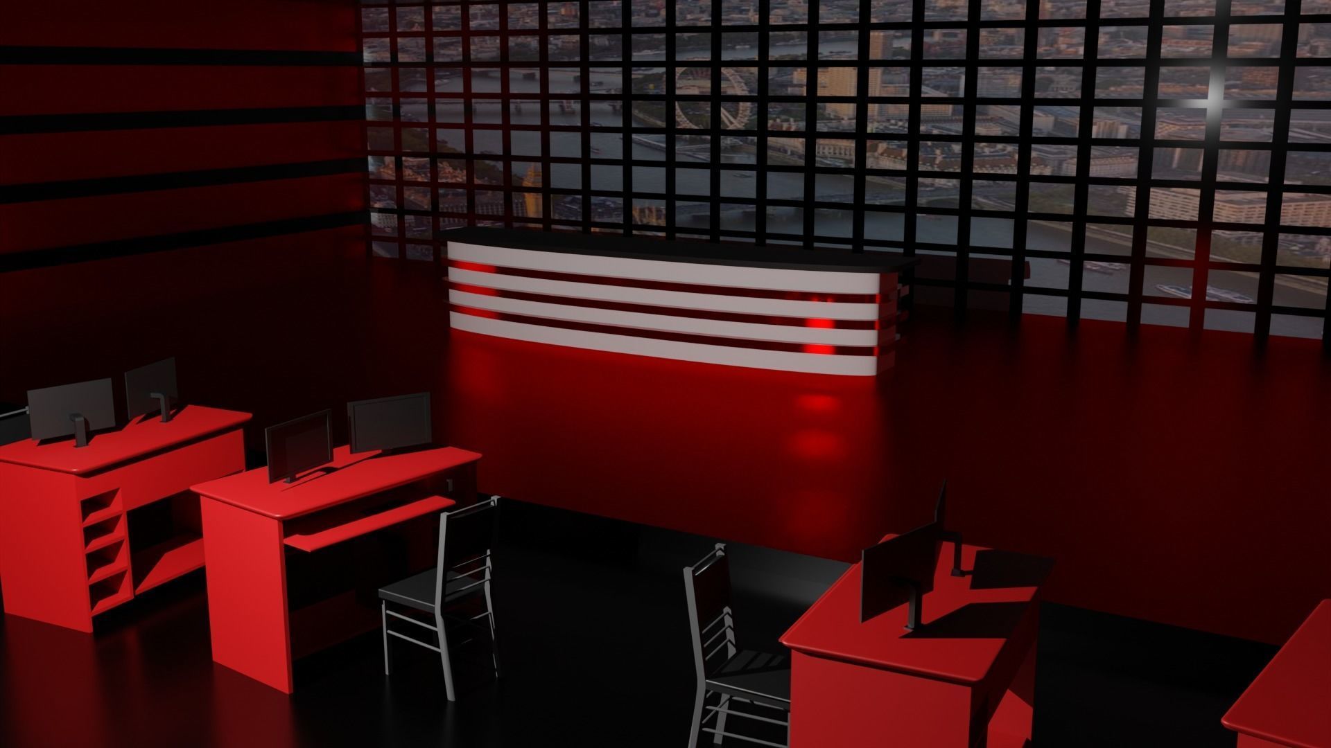 News Studio Low-poly 3D model_1