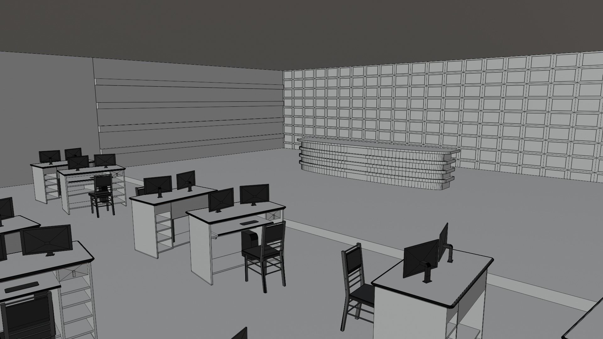 TV News Studio Low-poly 3D model_8