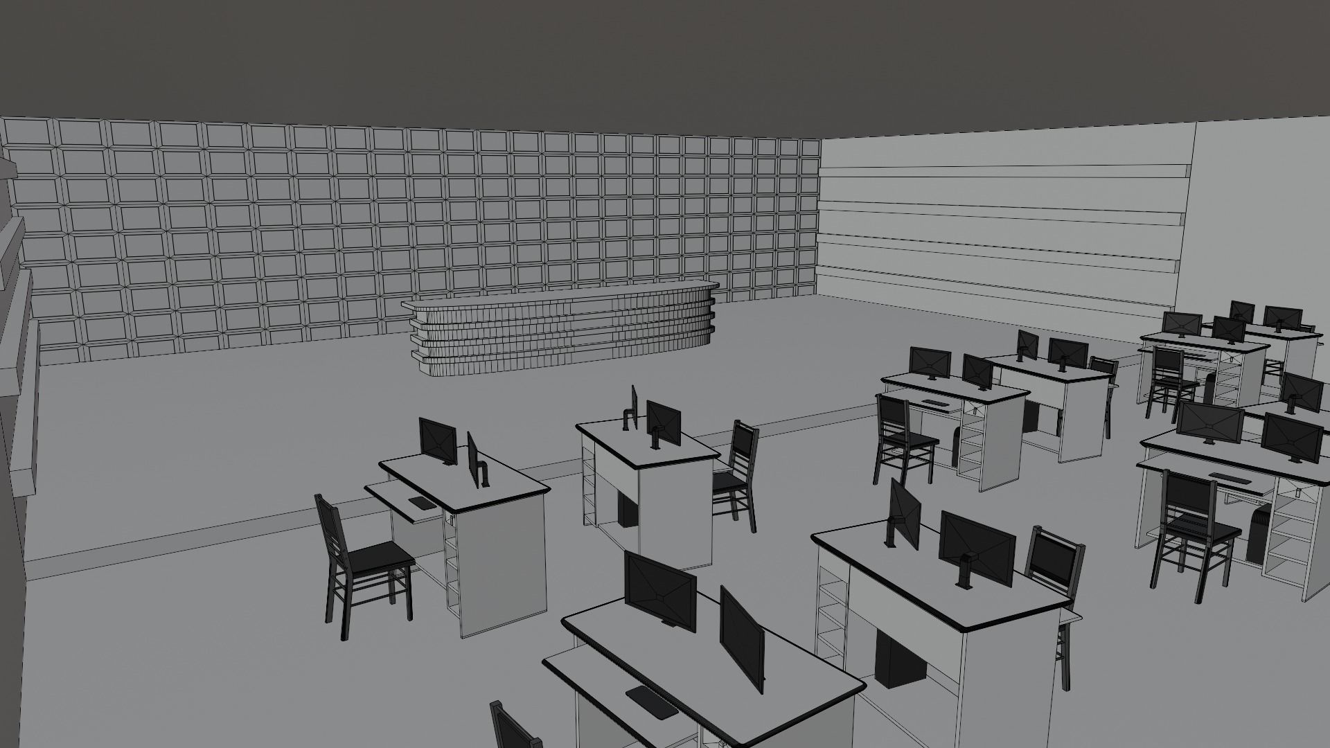 TV News Studio Low-poly 3D model_7