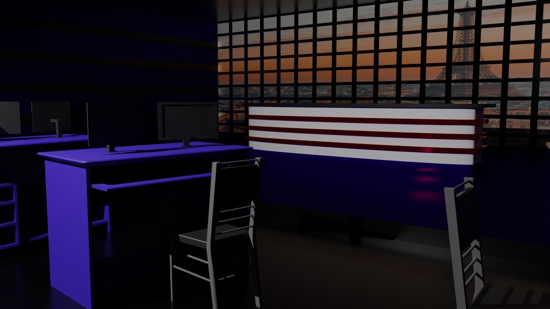 TV News Studio Low-poly 3D model_3