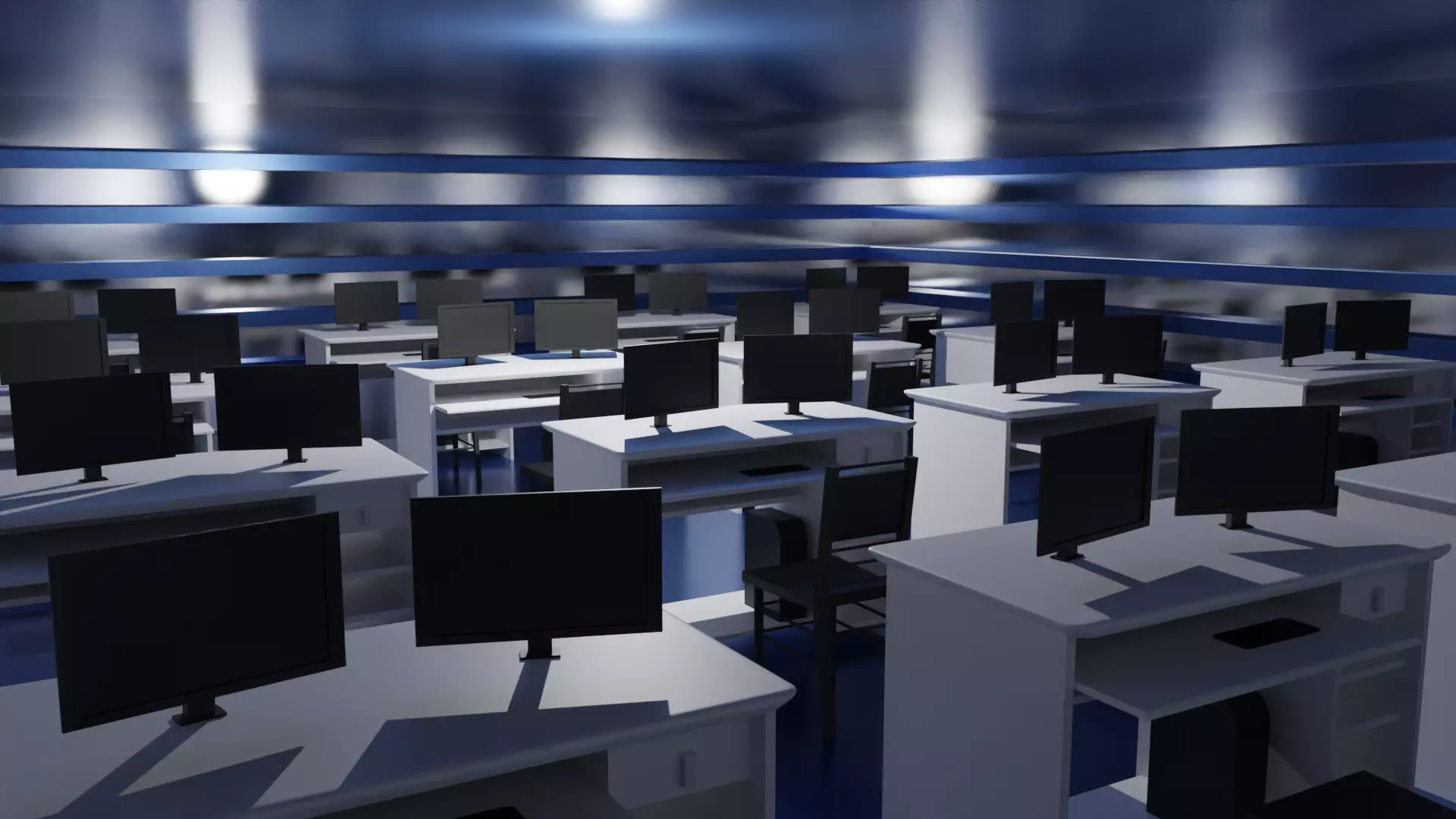 Office Interior Low-poly 3D model_0