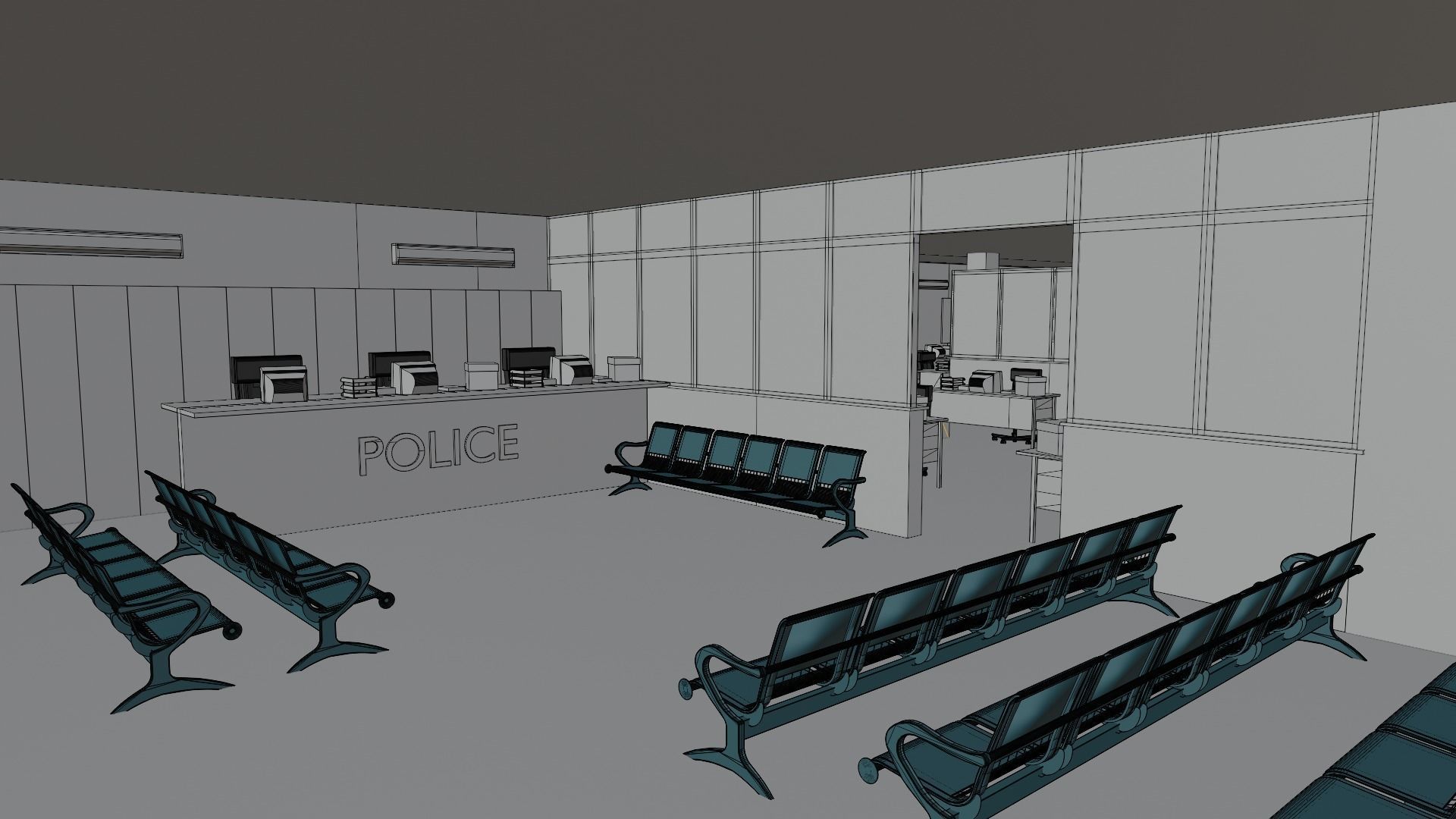 Police Station Interior Low-poly 3D model_7