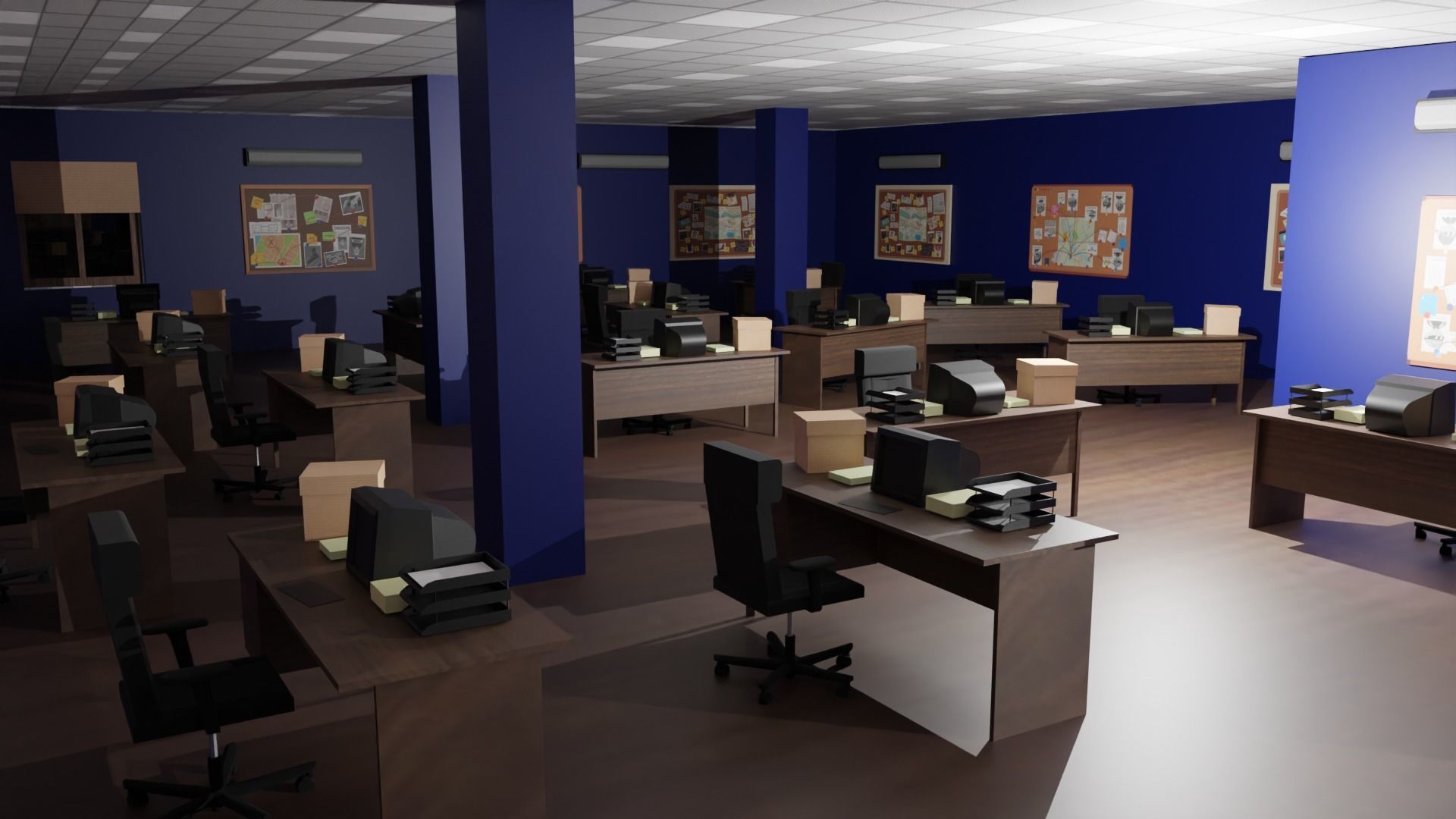 Police Station Interior Low-poly 3D model_2