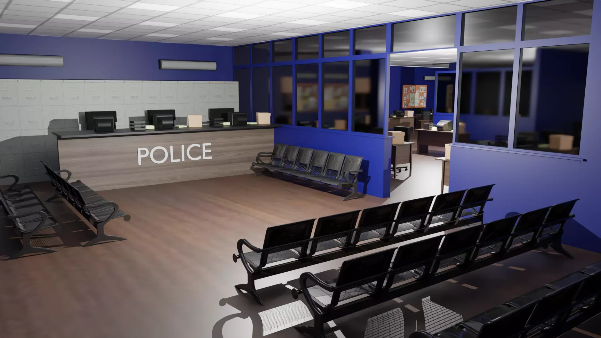 Police Station Interior Low-poly 3D model_0