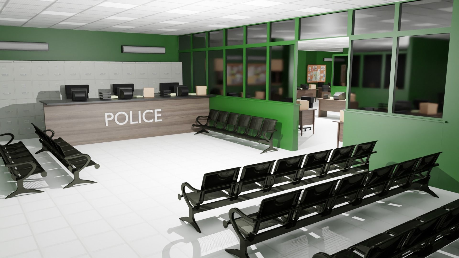 Police Station Interior Low-poly 3D model_1
