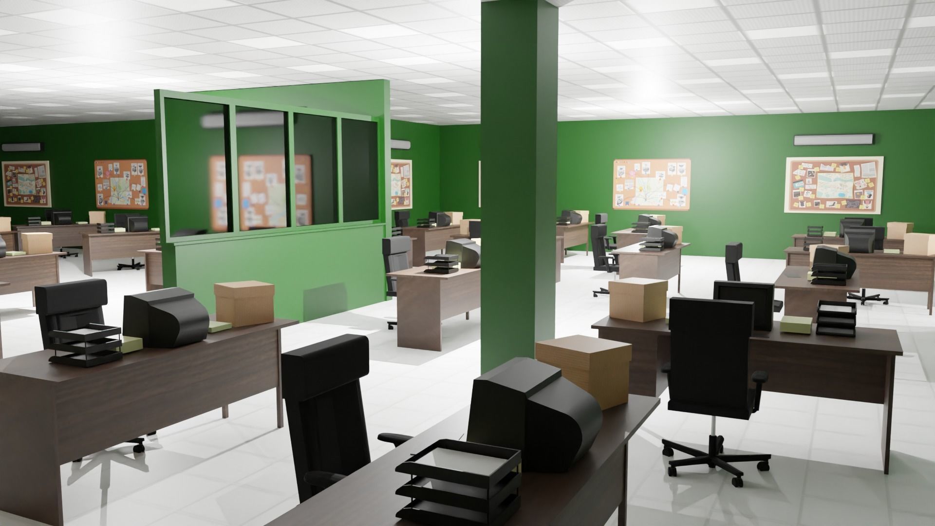 Police Station Interior Low-poly 3D model_2