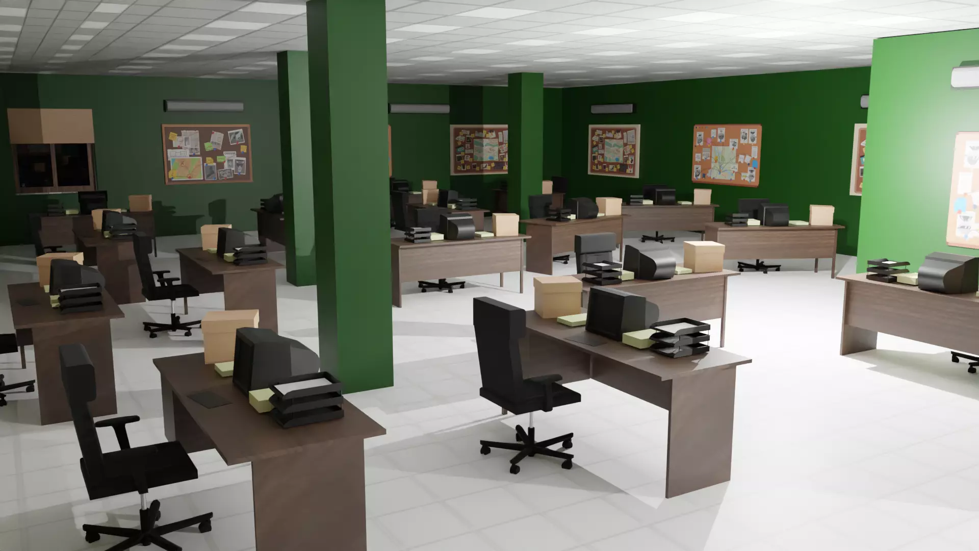 Police Station Interior Low-poly 3D model_0