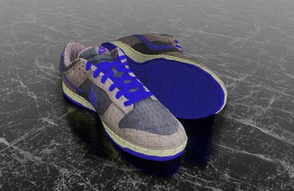 NIKE DUNK 3D SHOES - BLUE Low-poly 3D model_11