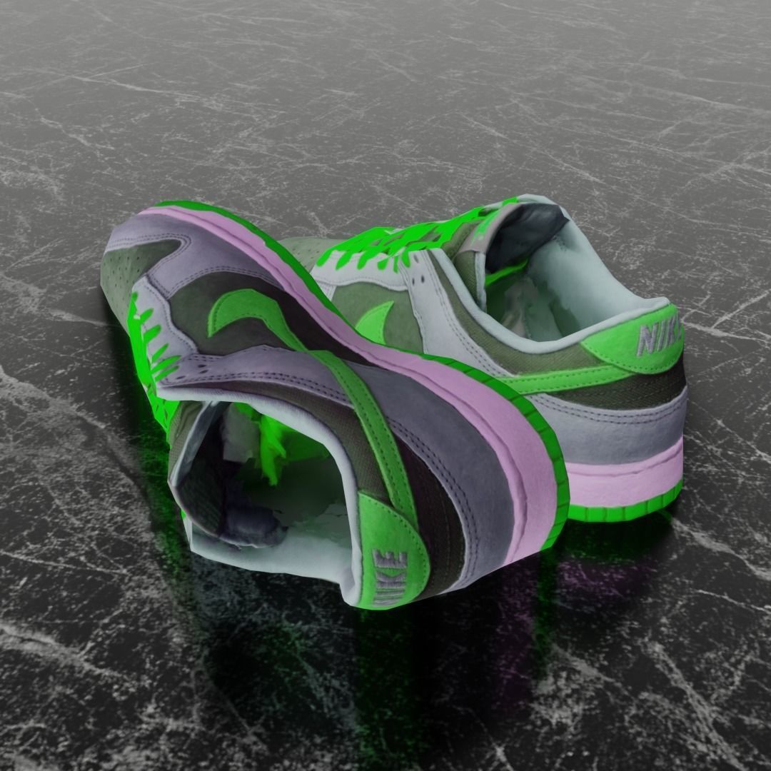 NIKE DUNK 3D SHOES - GREEN Low-poly 3D model_6