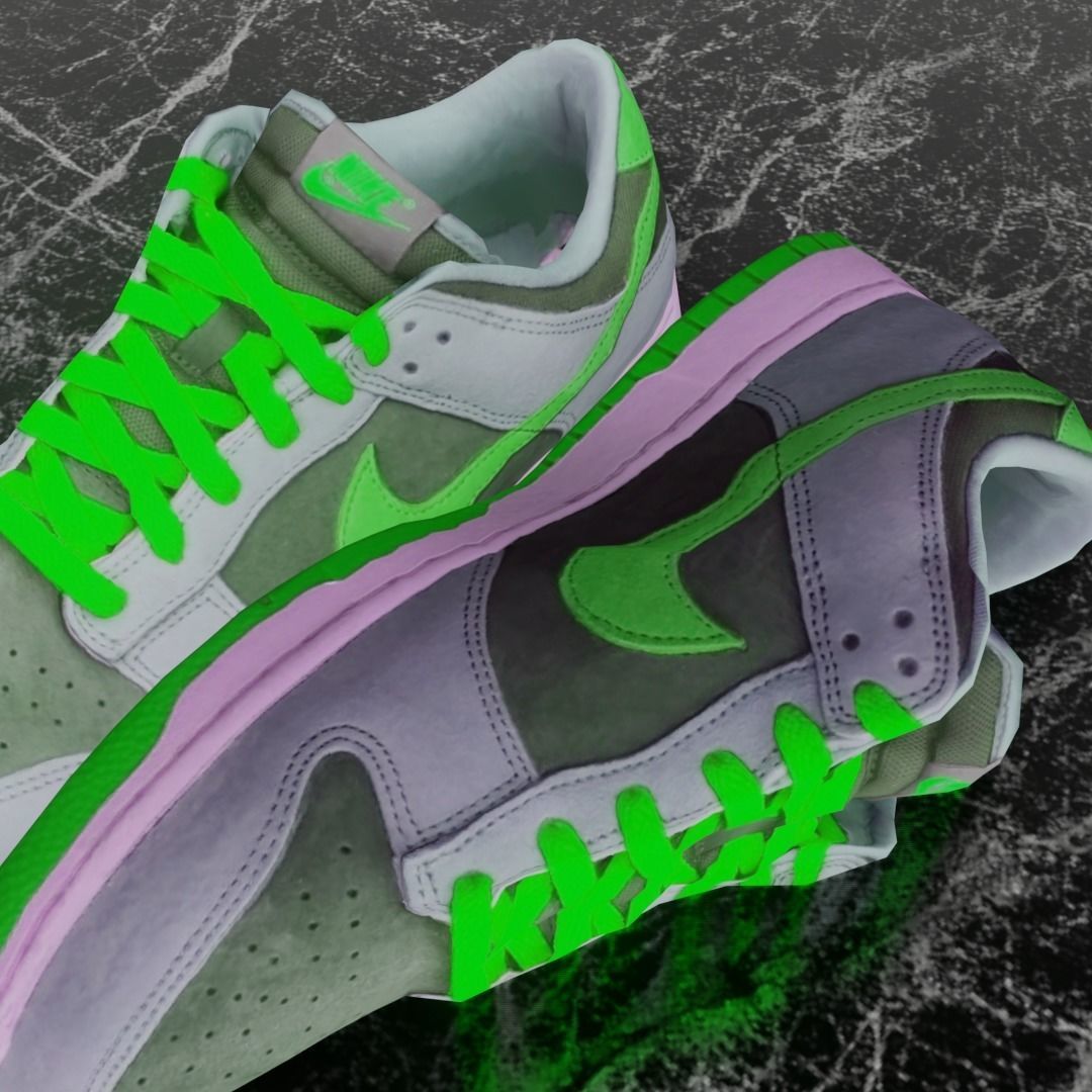 NIKE DUNK 3D SHOES - GREEN Low-poly 3D model_8