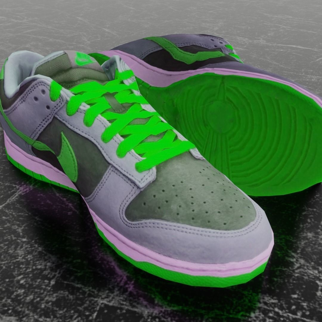 NIKE DUNK 3D SHOES - GREEN Low-poly 3D model_9