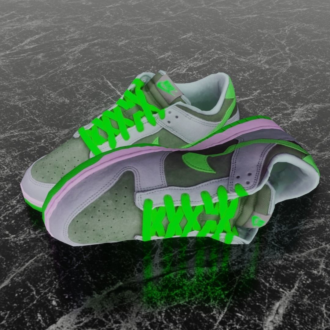 NIKE DUNK 3D SHOES - GREEN Low-poly 3D model_1