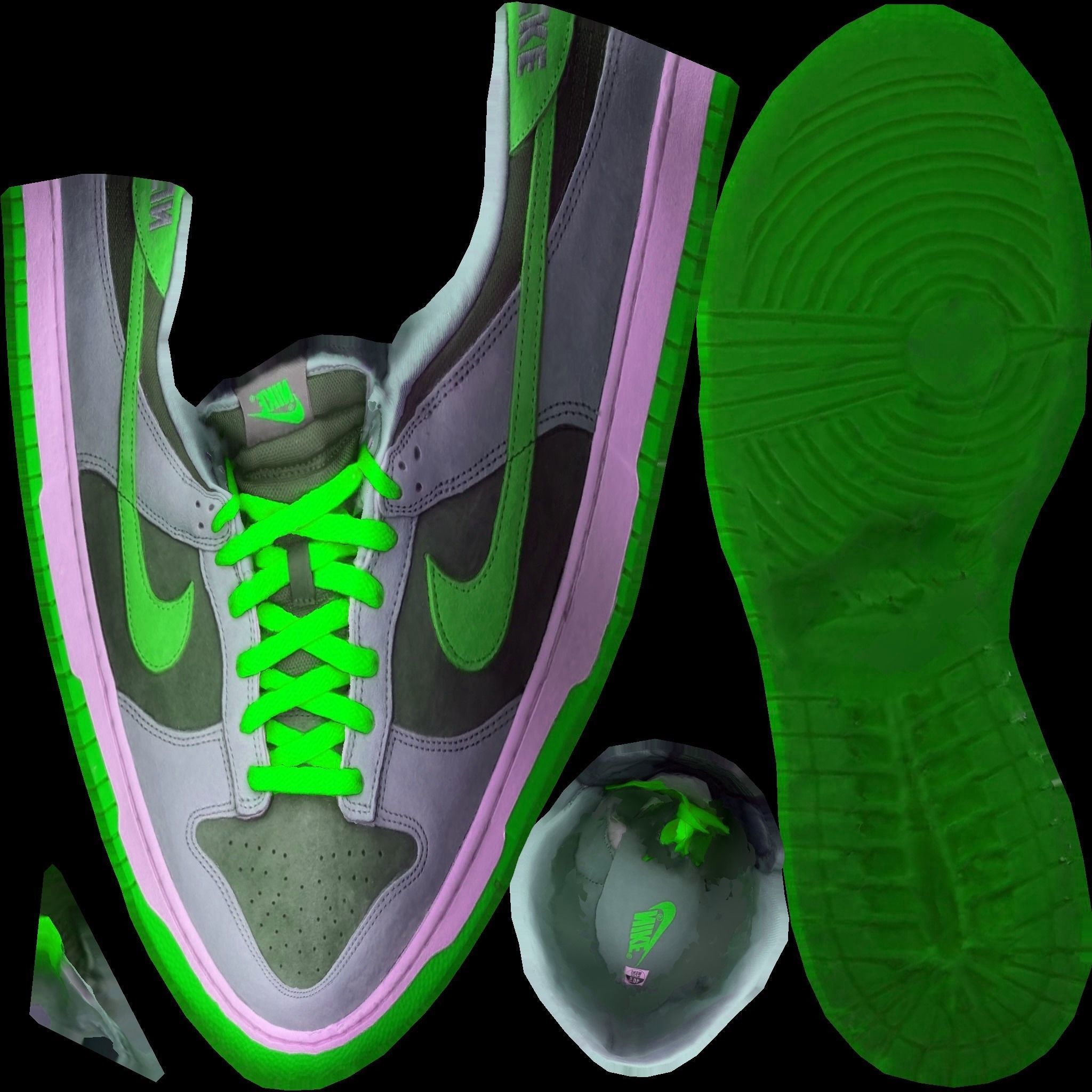NIKE DUNK 3D SHOES - GREEN Low-poly 3D model_10